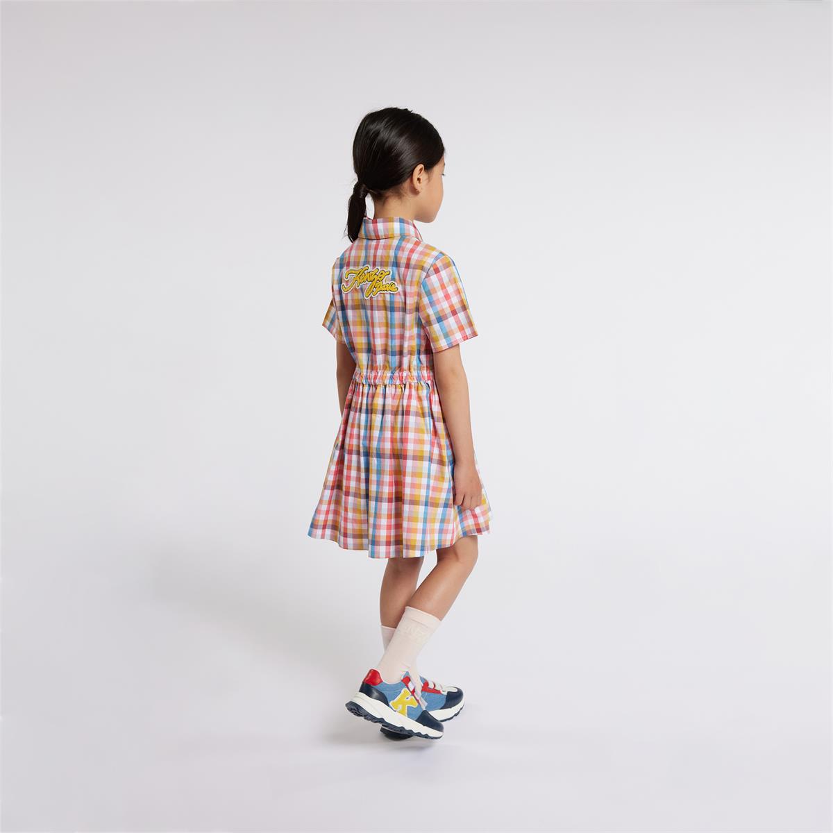 Girls Yellow Check Cotton Dress