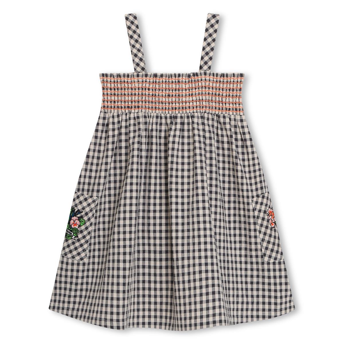 Girls Grey Check Cotton Dress