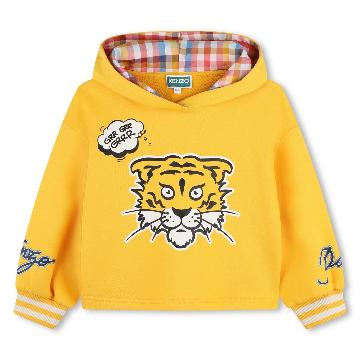Girls Yellow Hooded Cotton Sweatshirt