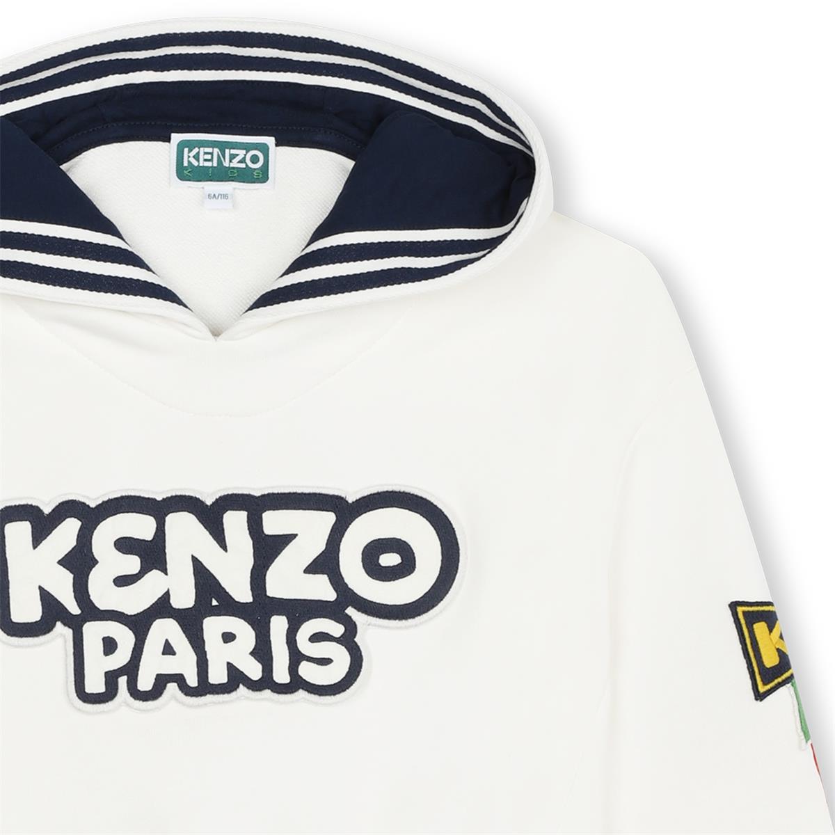 Girls White Hooded Cotton Sweatshirt