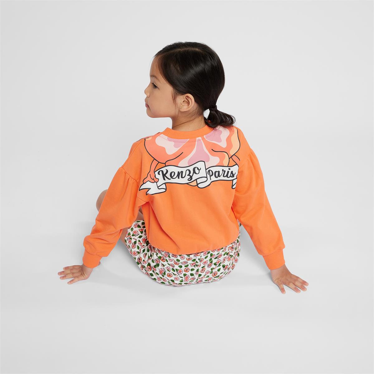 Girls Orange Cotton Sweatshirt