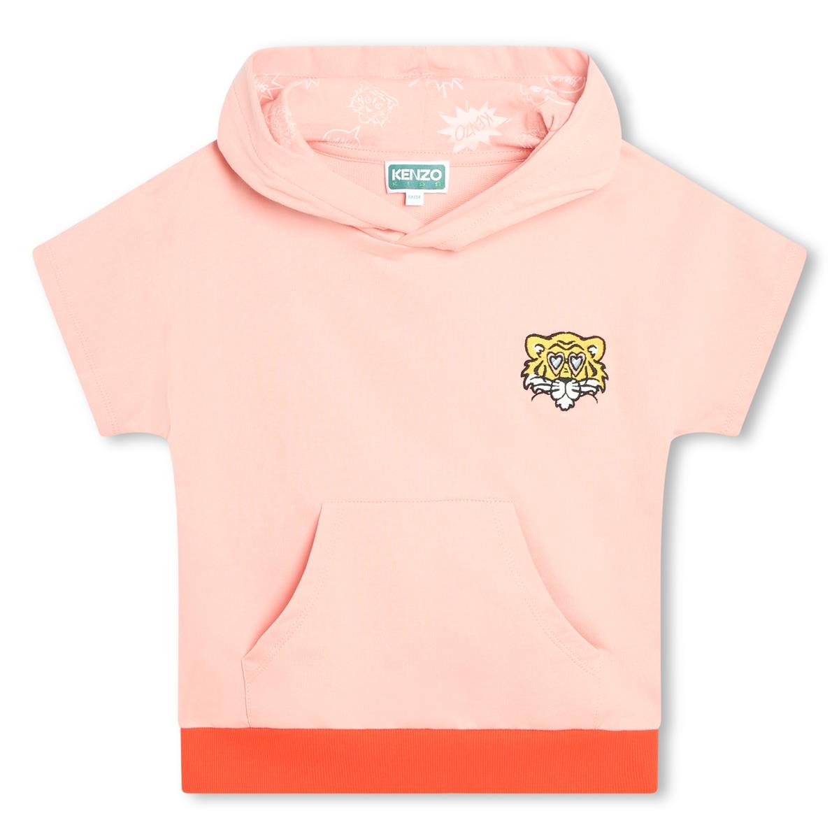 Girls Pink Hooded Cotton Sweatshirt