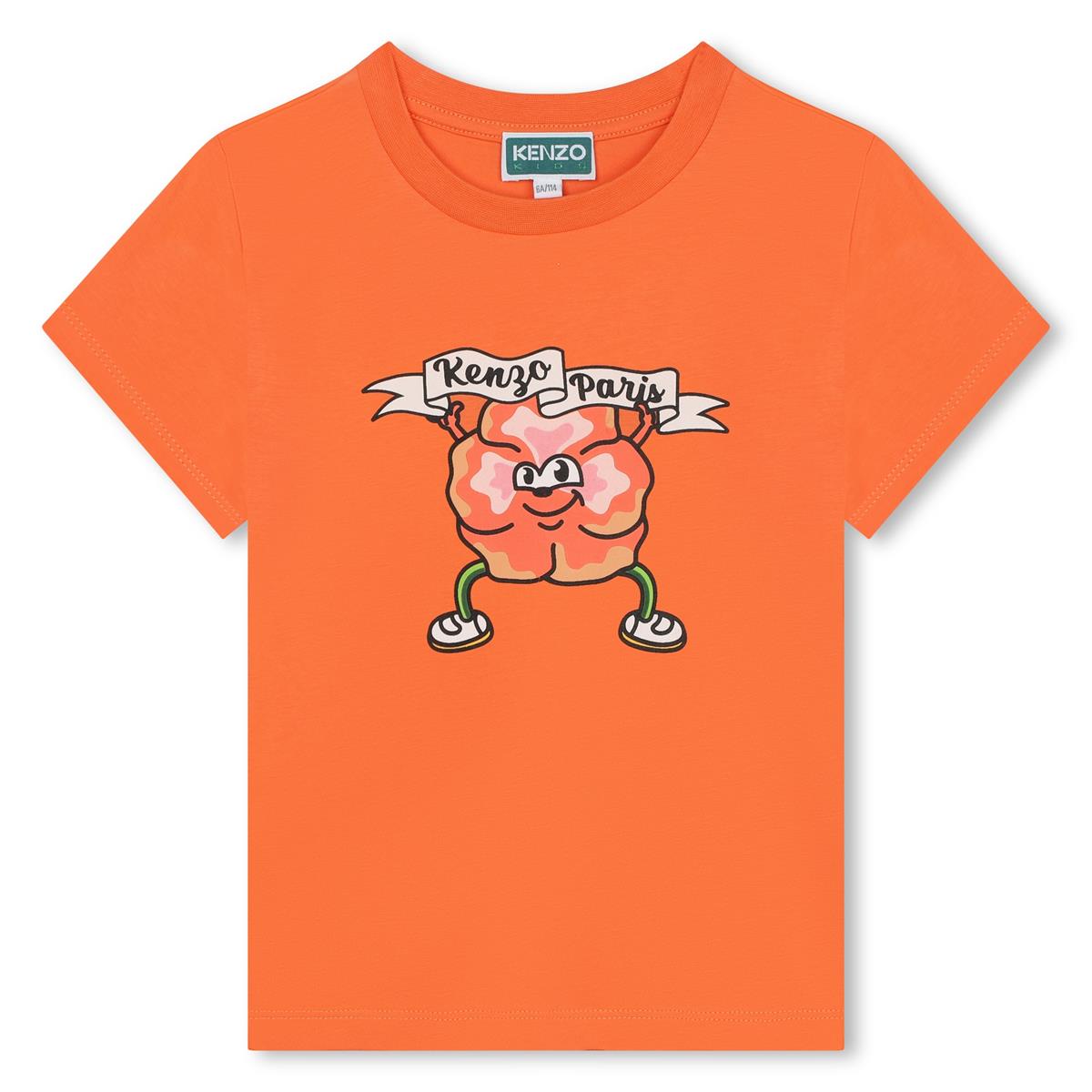 Girls Orange Cotton T-Shirt