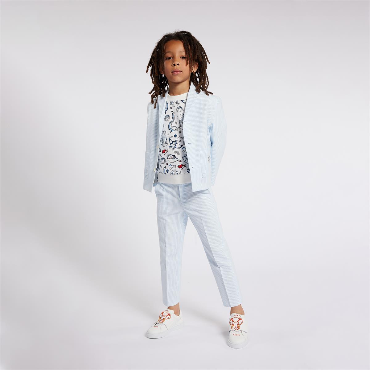 Boys & Girls White Printed Cotton Sweatshirt