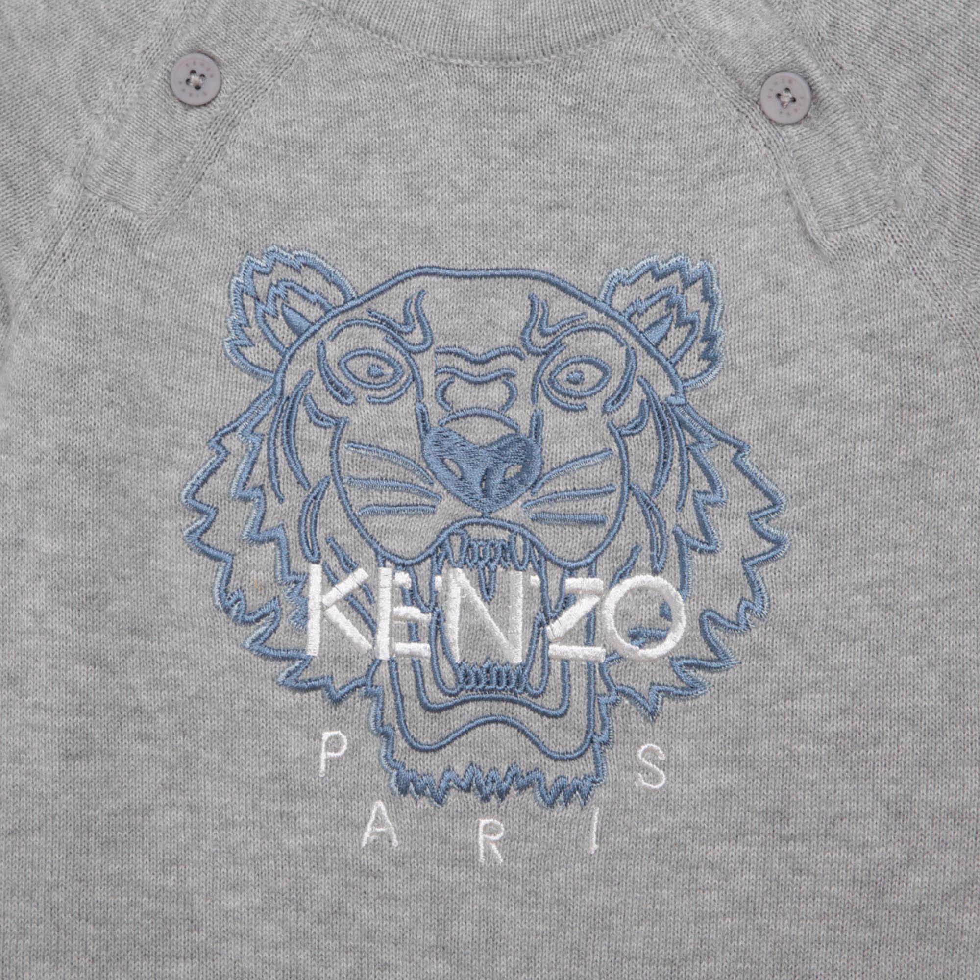 Baby Boys Grey Tiger Cotton Babysuit