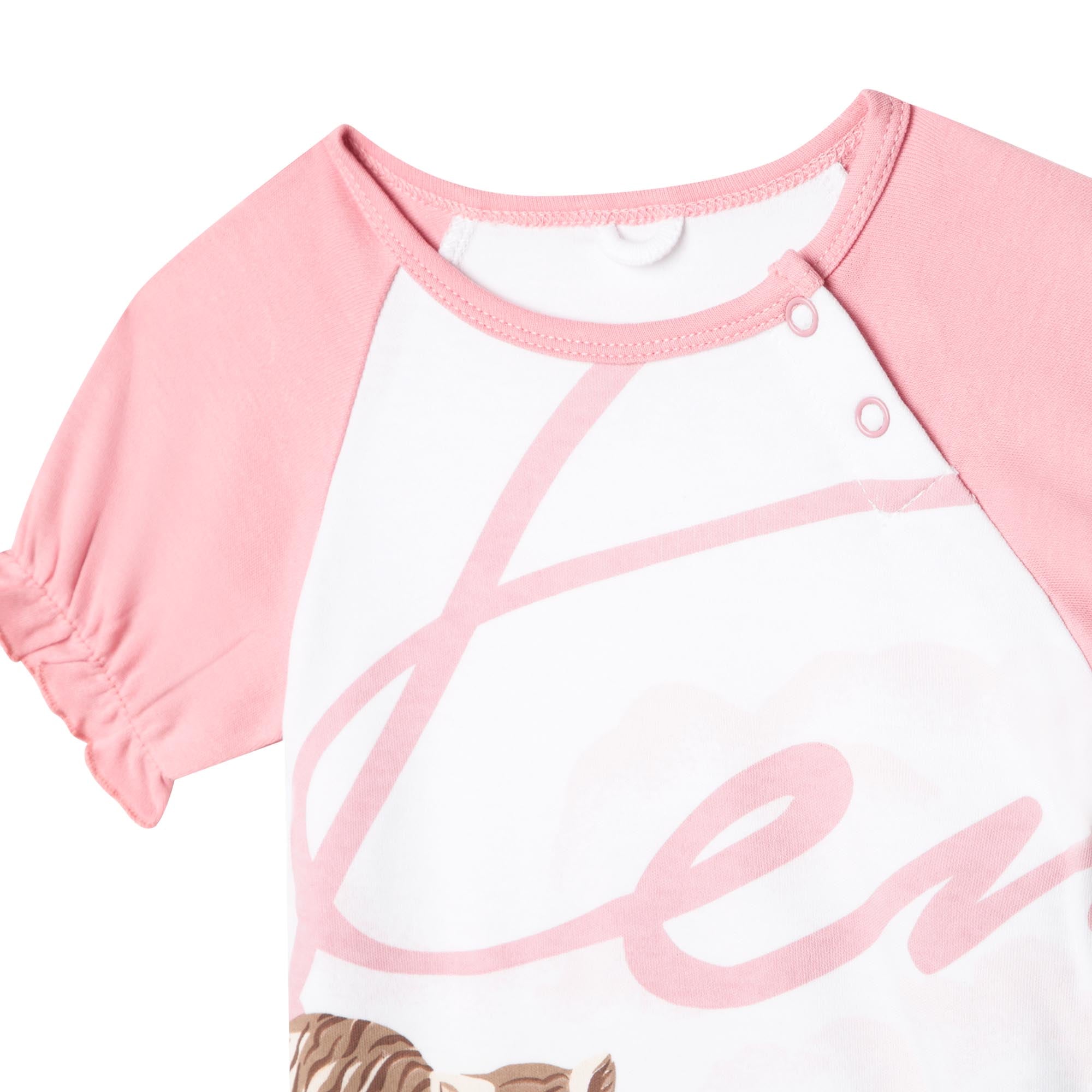 Baby Girls Pink Printed Cotton Babysuit