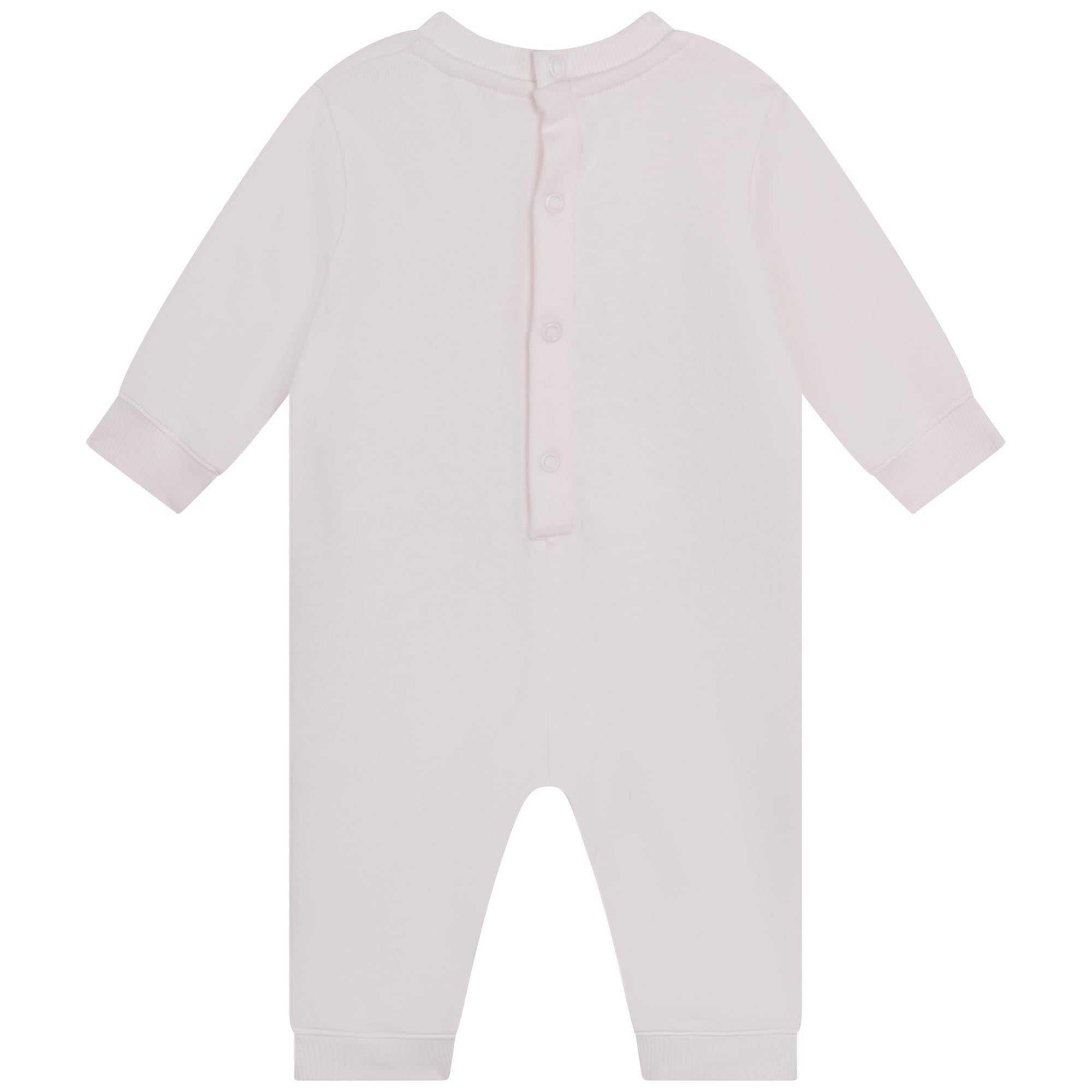 Baby Girls White Printed Cotton Babysuit
