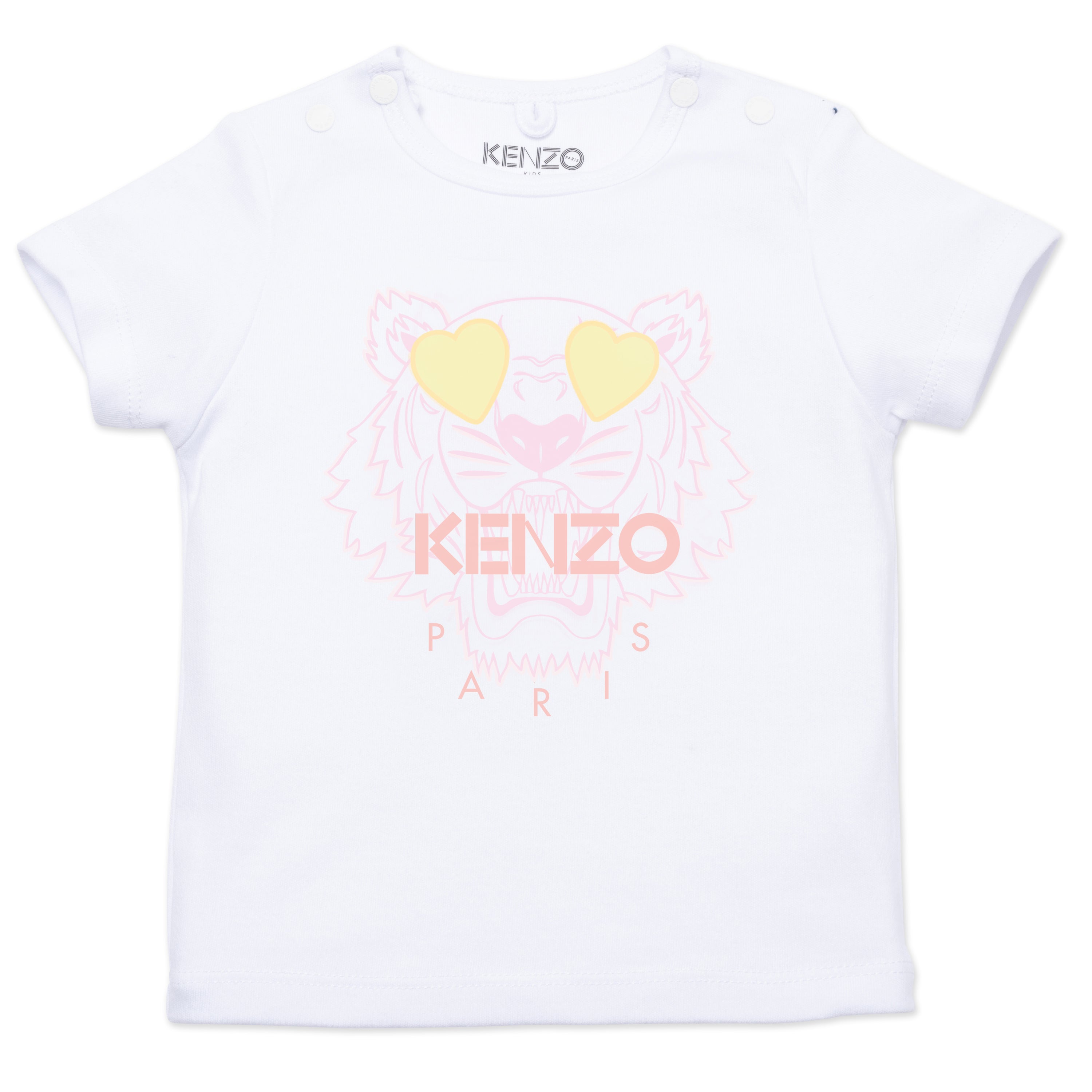 Baby Girls White Tiger Cotton T-Shirt