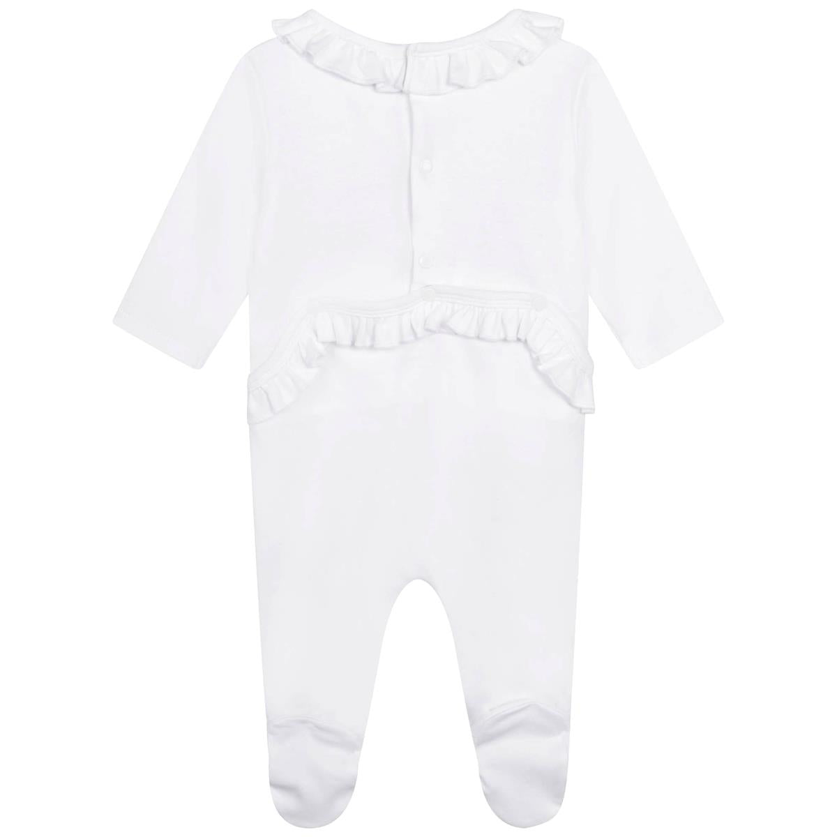Baby Girls White Logo Babysuit