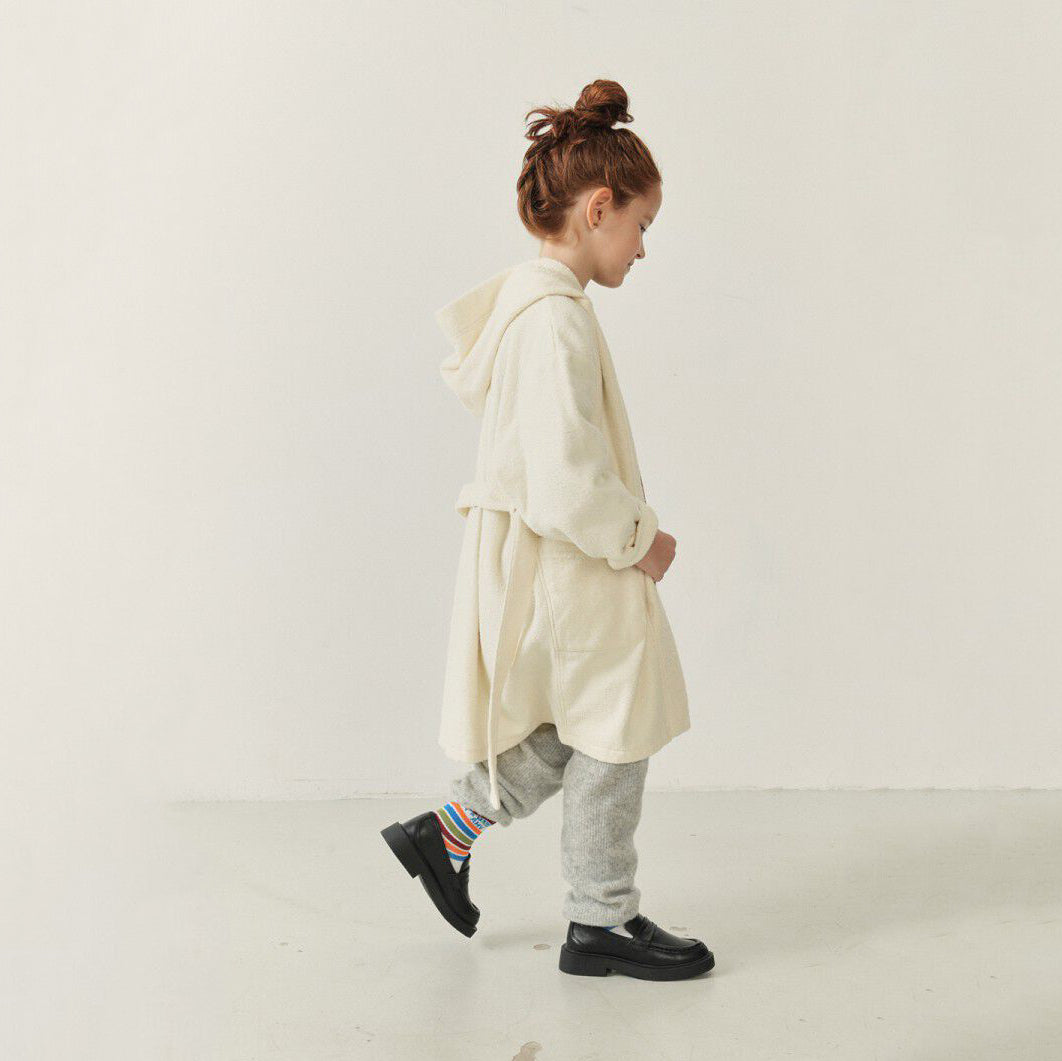 Boys & Girls White Hooded Bathrobe