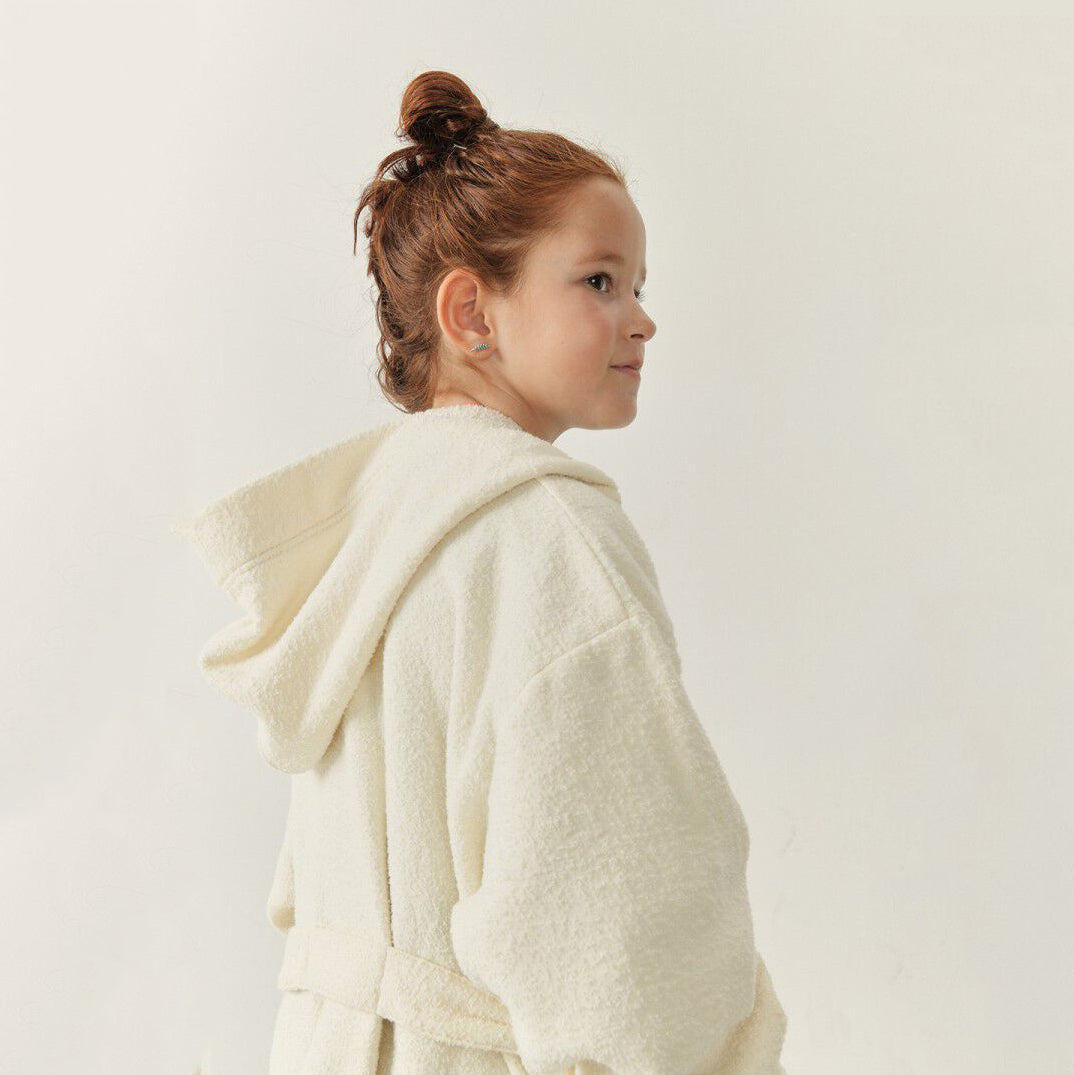 Boys & Girls White Hooded Bathrobe