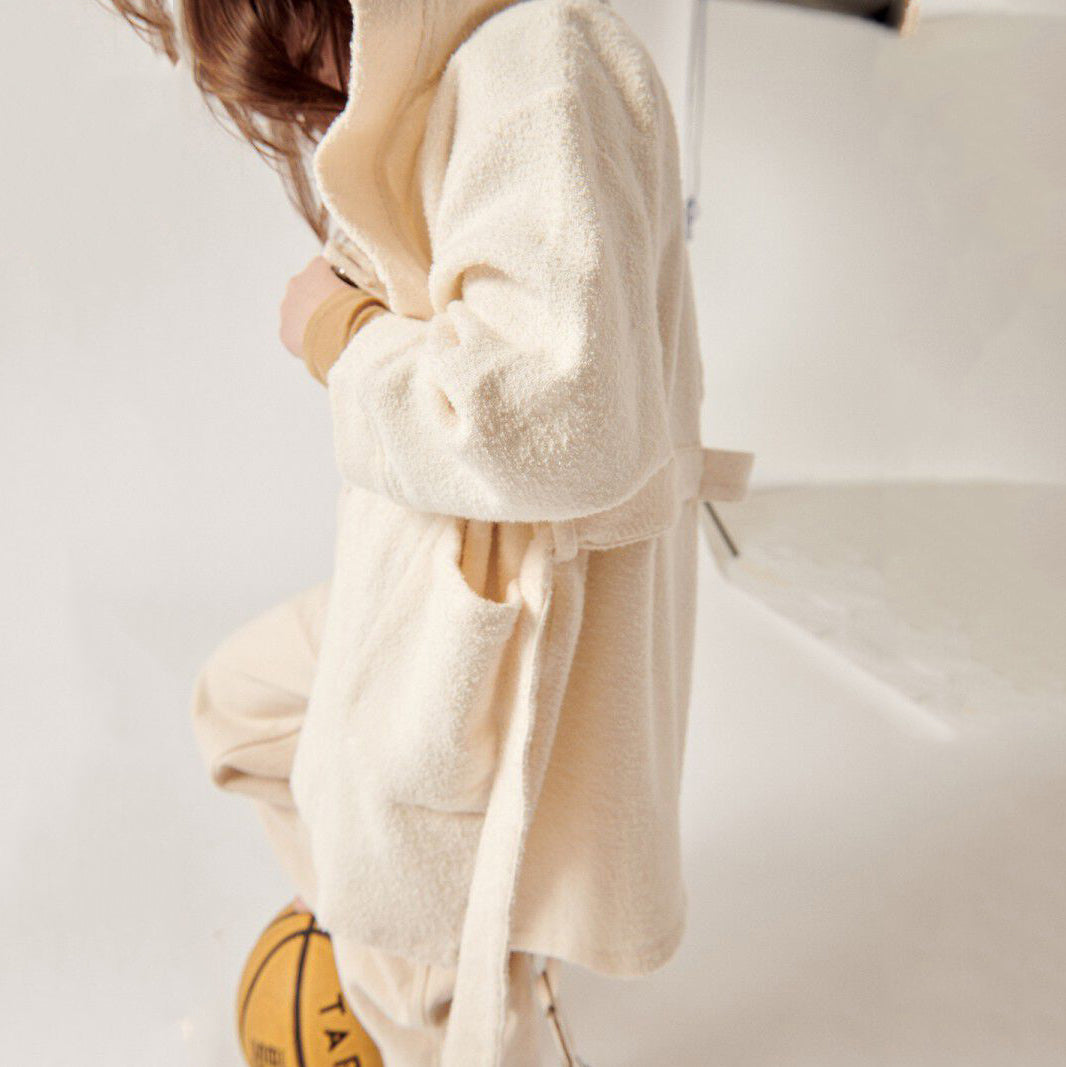 Boys & Girls White Hooded Bathrobe