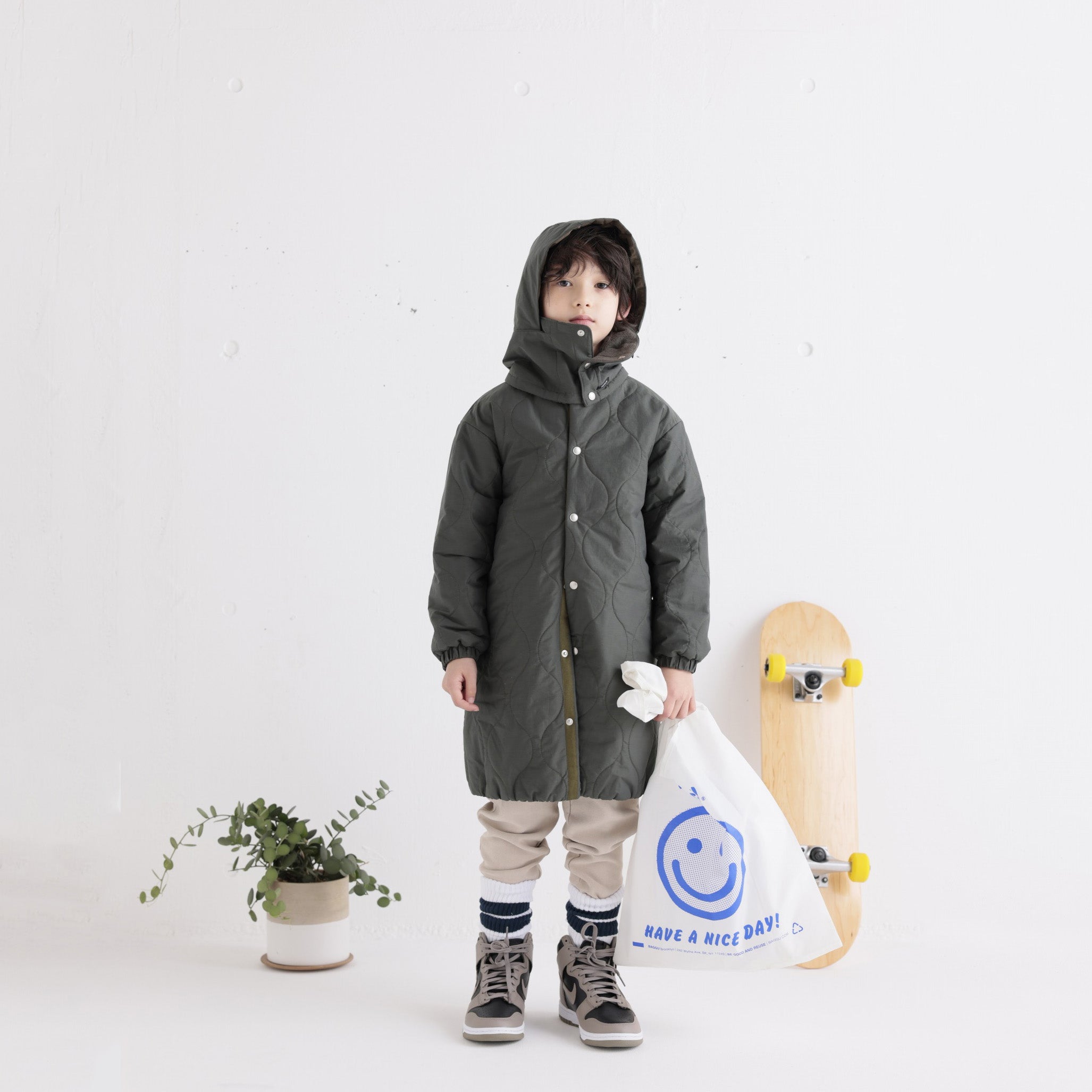 Boys & Girls Black Reversible Padded Coat
