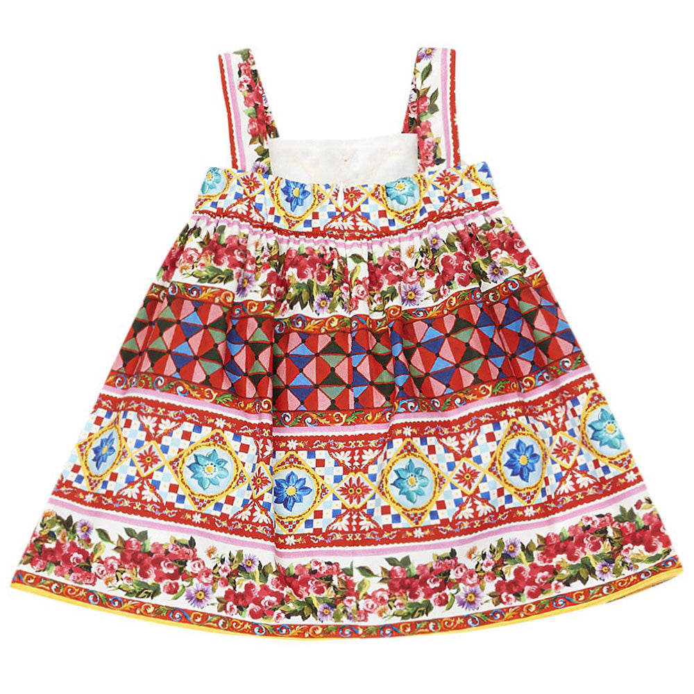 Baby Girls Multicolor Flower Printed Cotton Dress - CÉMAROSE | Children's Fashion Store - 2
