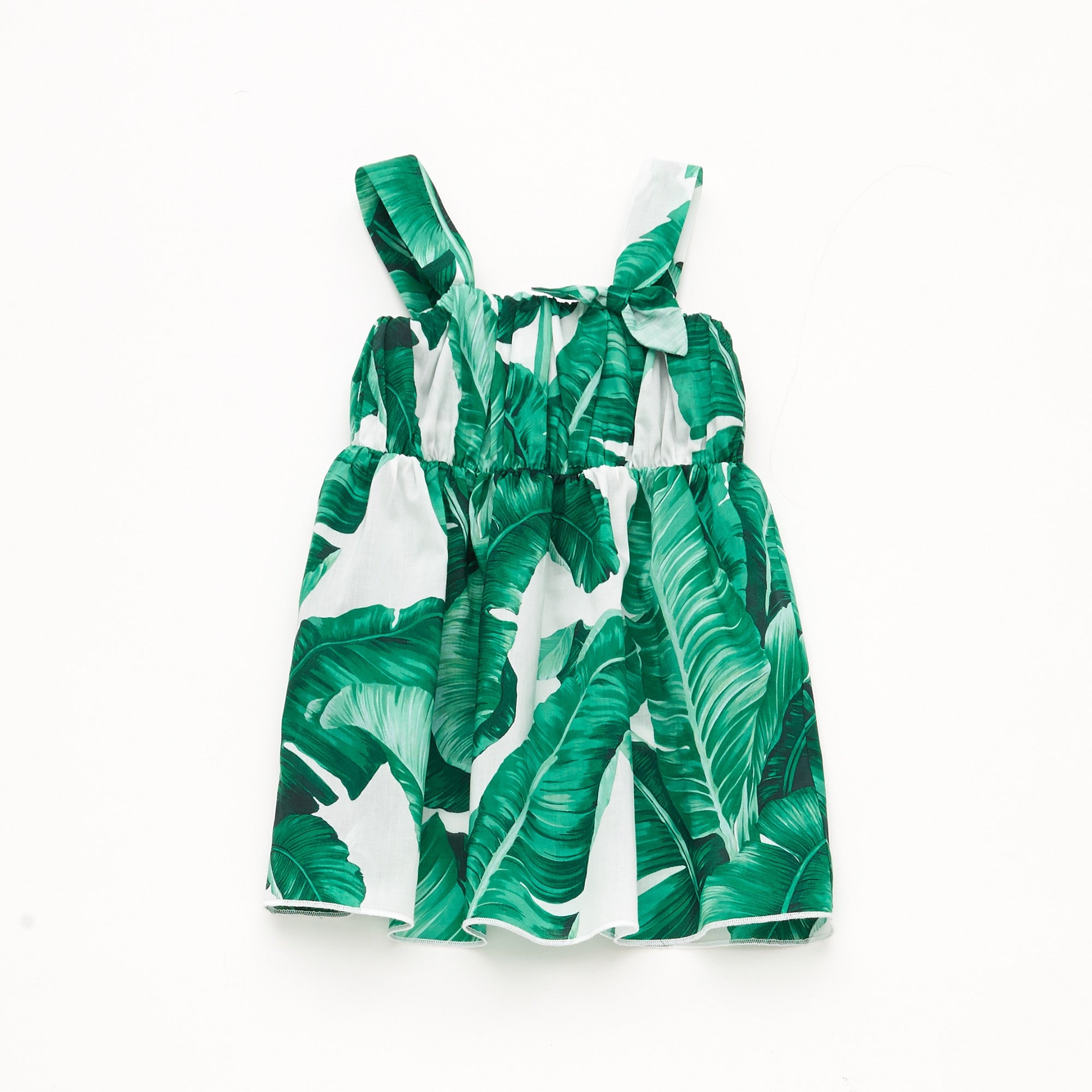 Baby Girls Green Leaf Printed Trims Sleeveless Dress - CÉMAROSE | Children's Fashion Store - 1