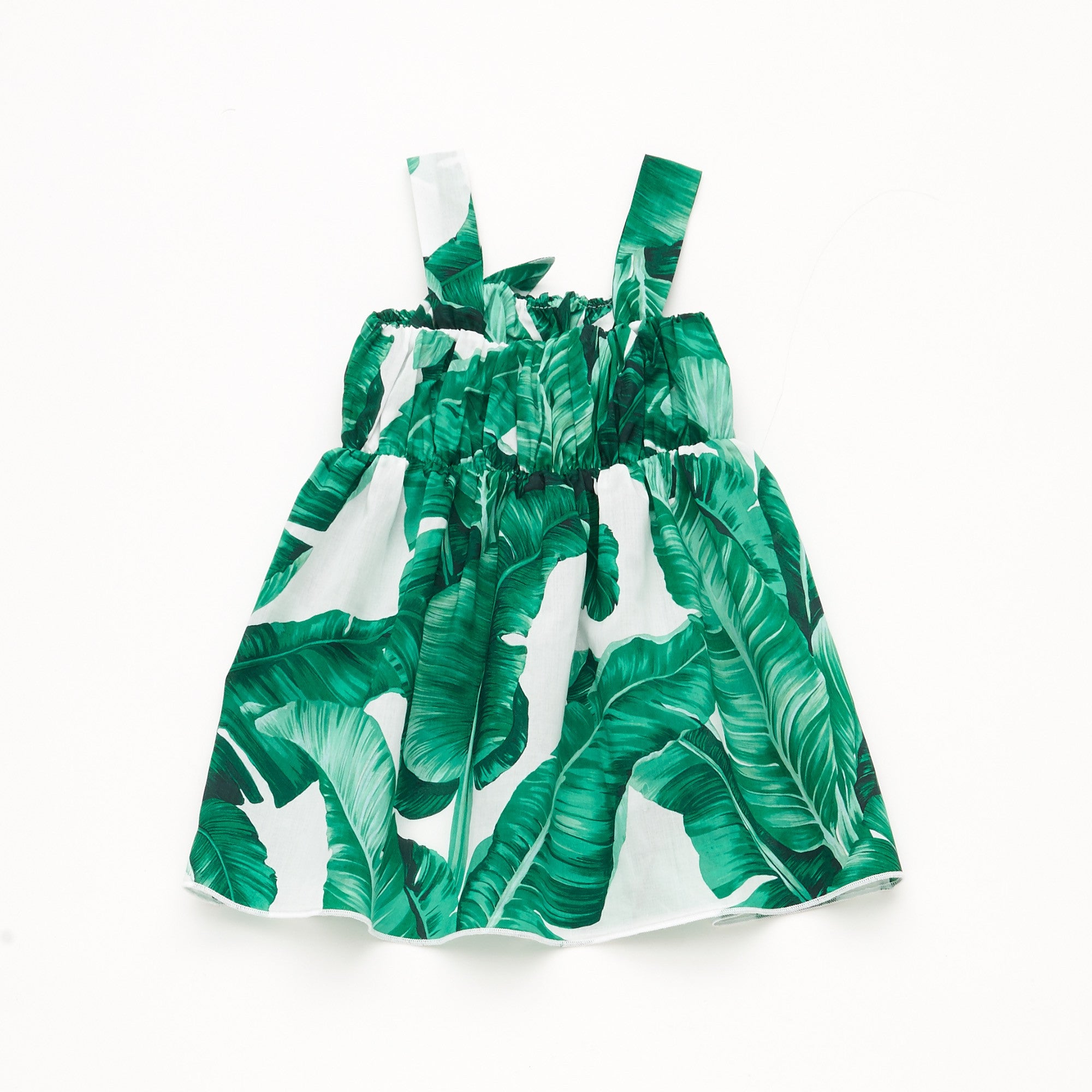 Baby Girls Green Leaf Printed Trims Sleeveless Dress - CÉMAROSE | Children's Fashion Store - 2