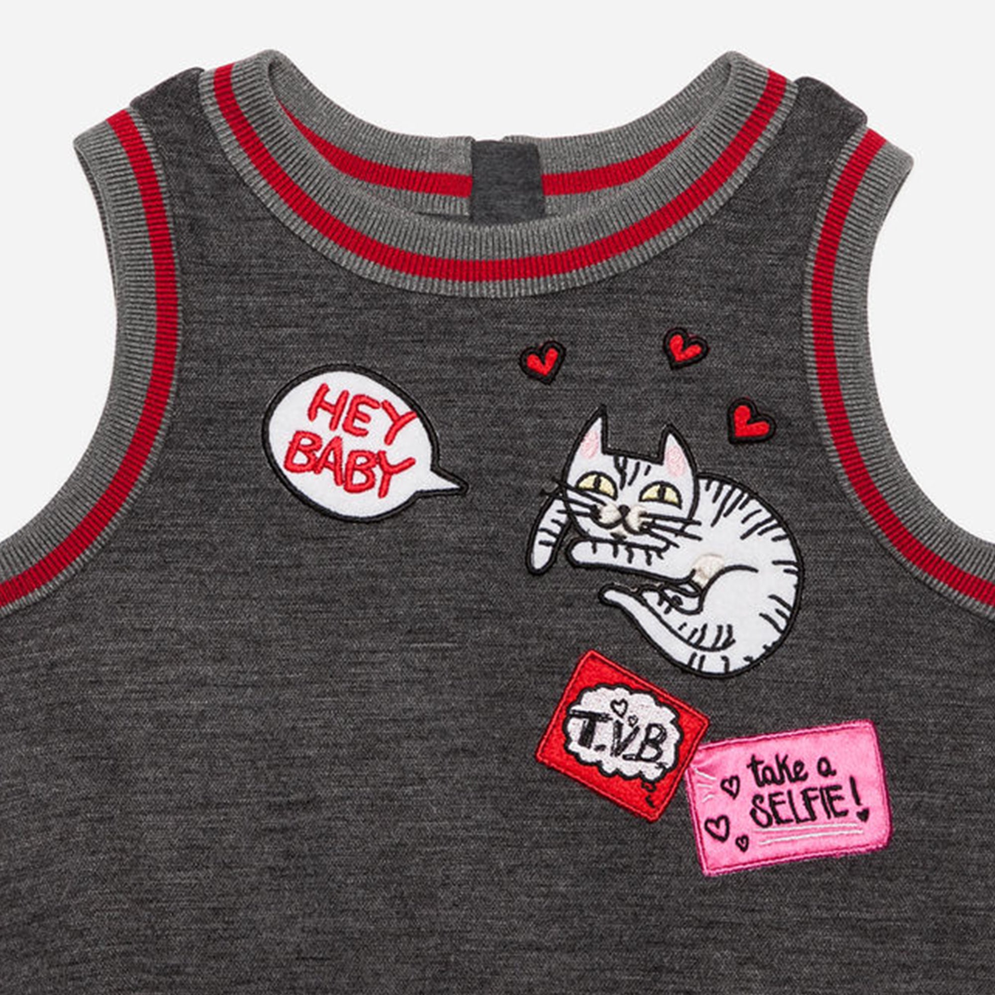 Girls Grey & Rose Cotton Dress