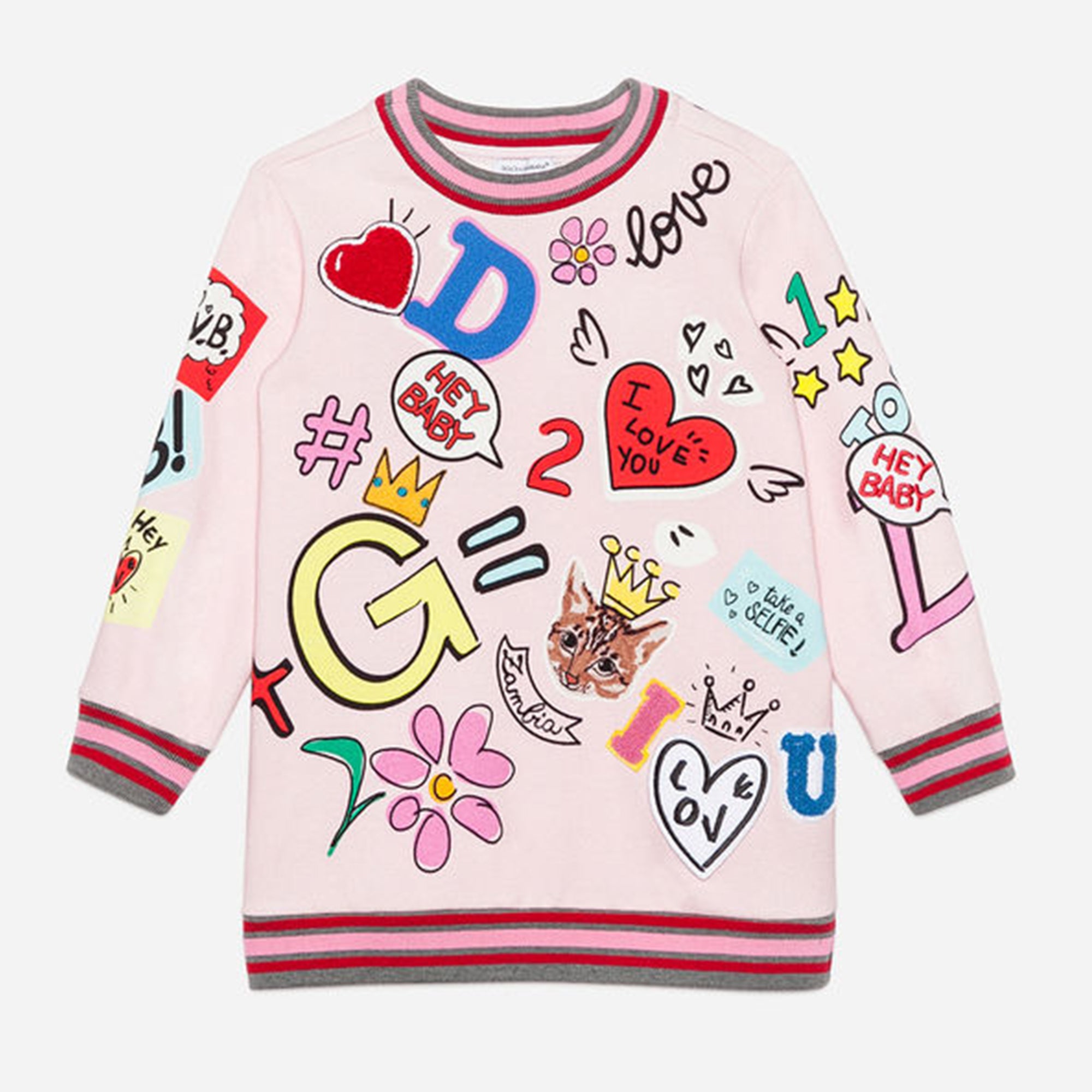 Girls Pink Printed Cotton Dress