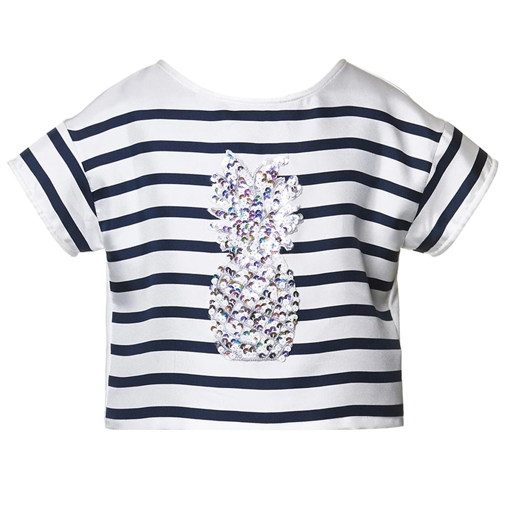 Girls Silk Blend 'Sailor Stripe' Blouse