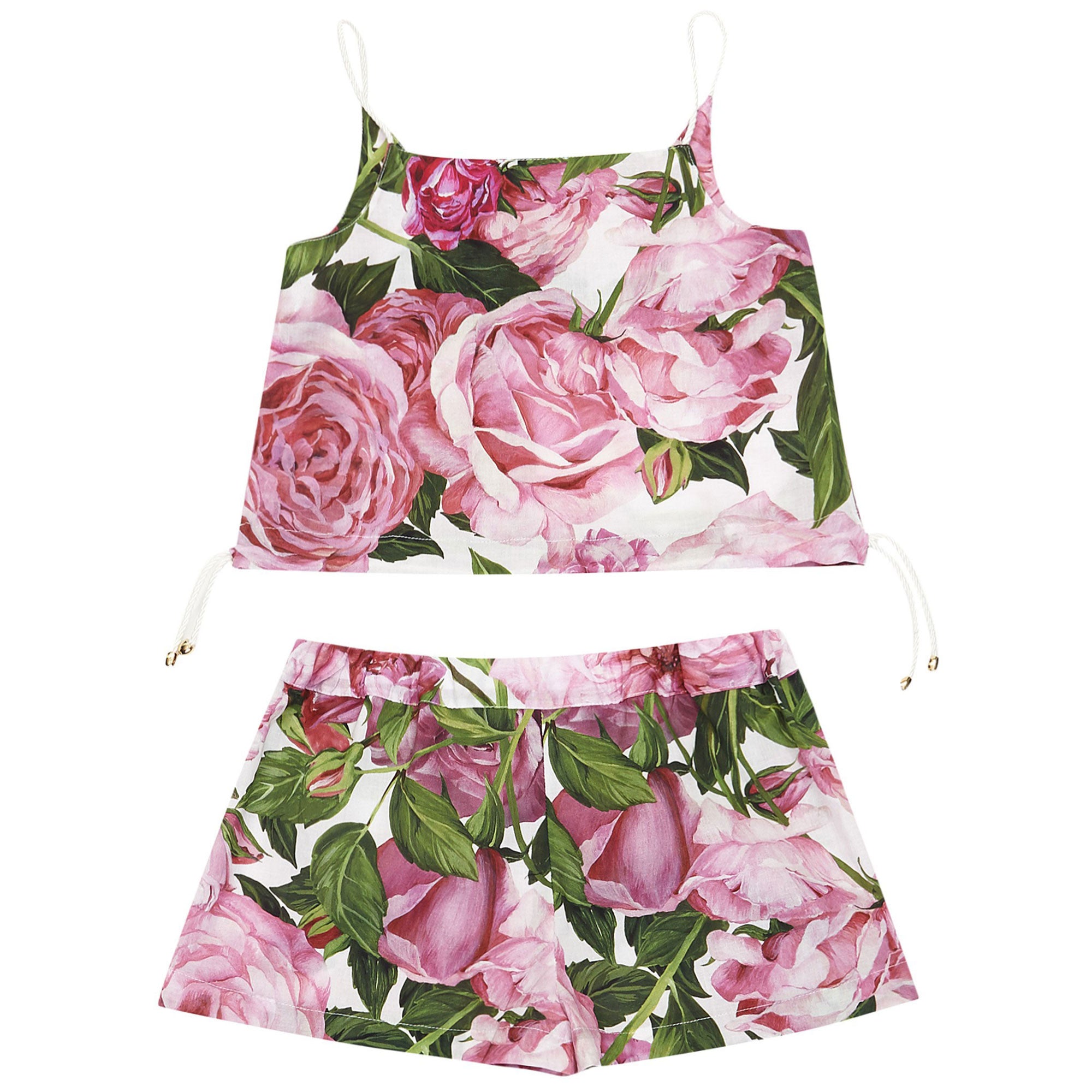 Girls Pink Flower Printed Trims Top & Short Set - CÉMAROSE | Children's Fashion Store - 2