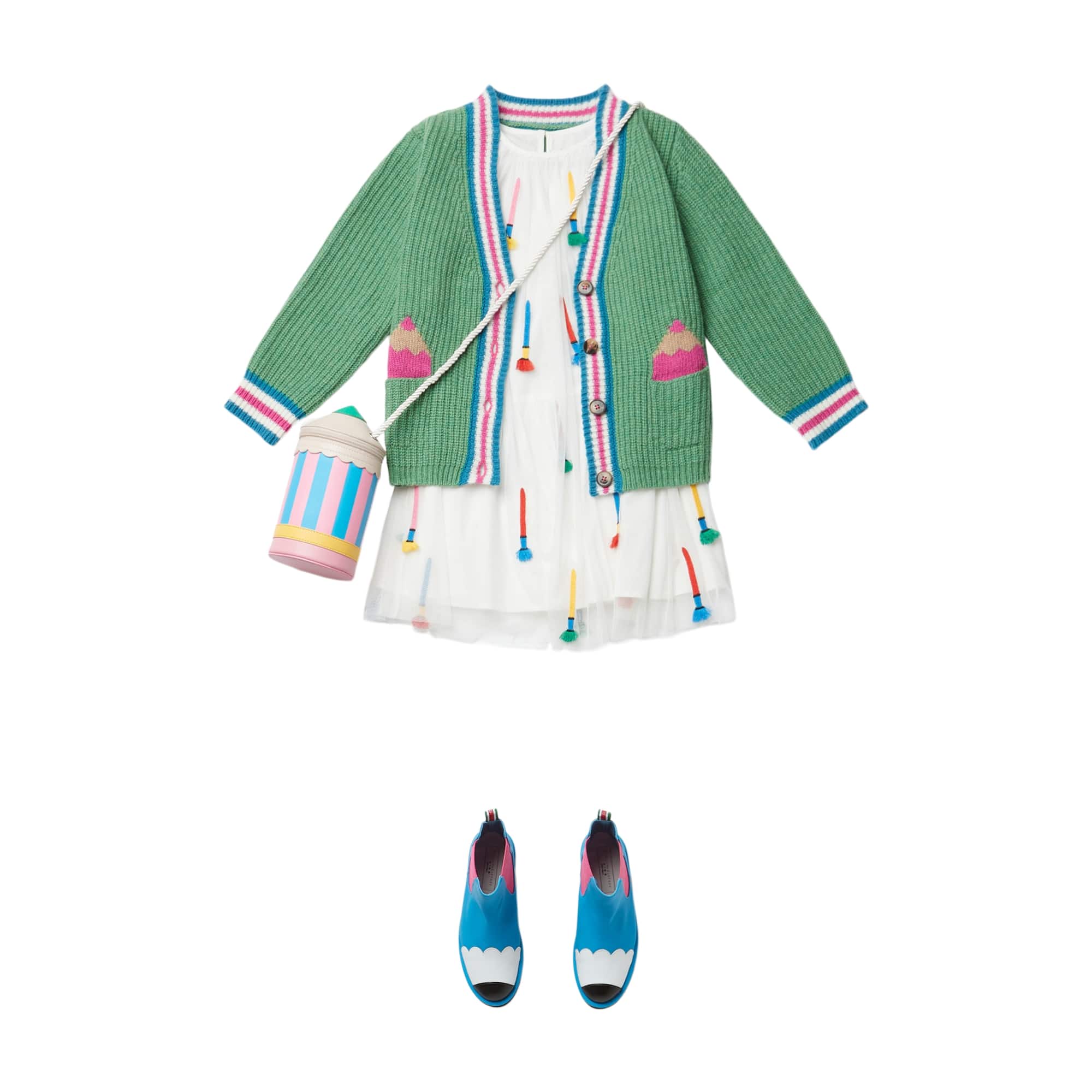 Girls White Embroidered Tulle Dress