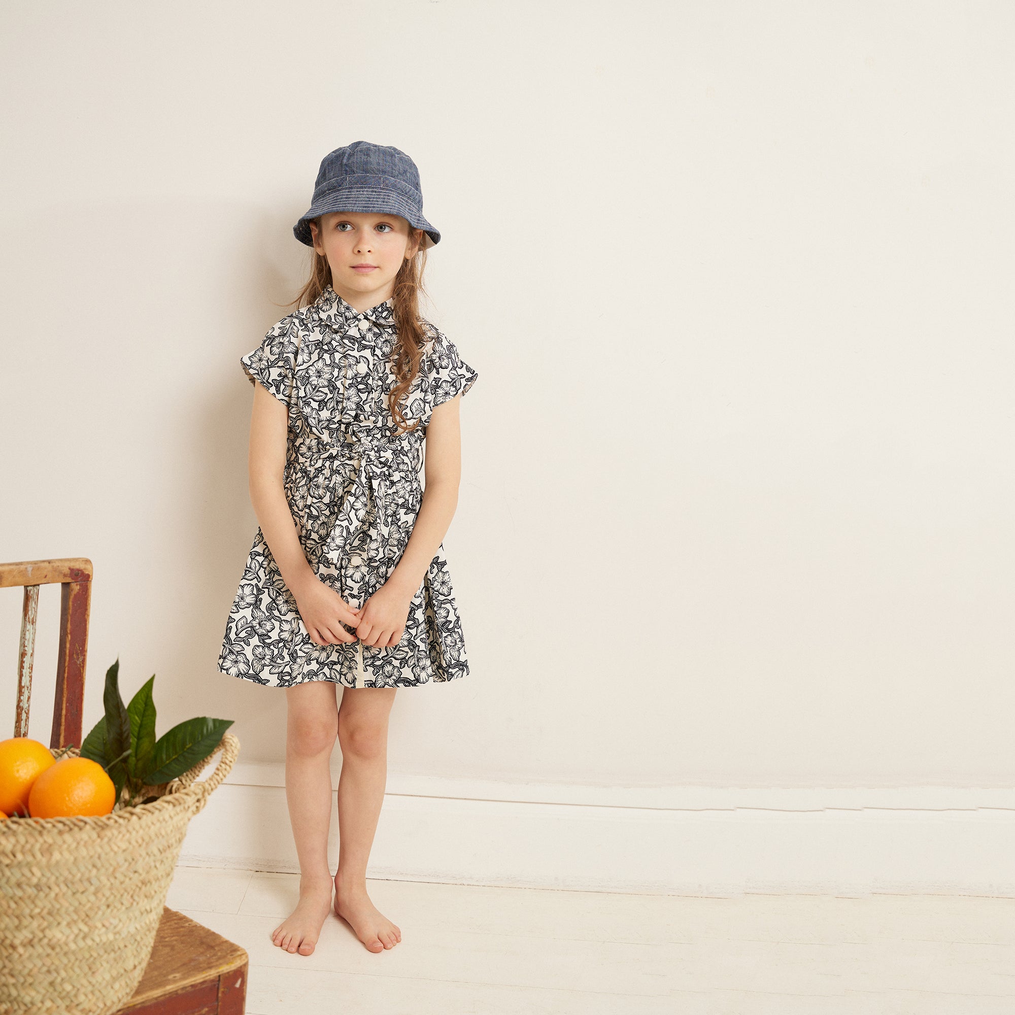 Girls Black Flower Cotton Dress