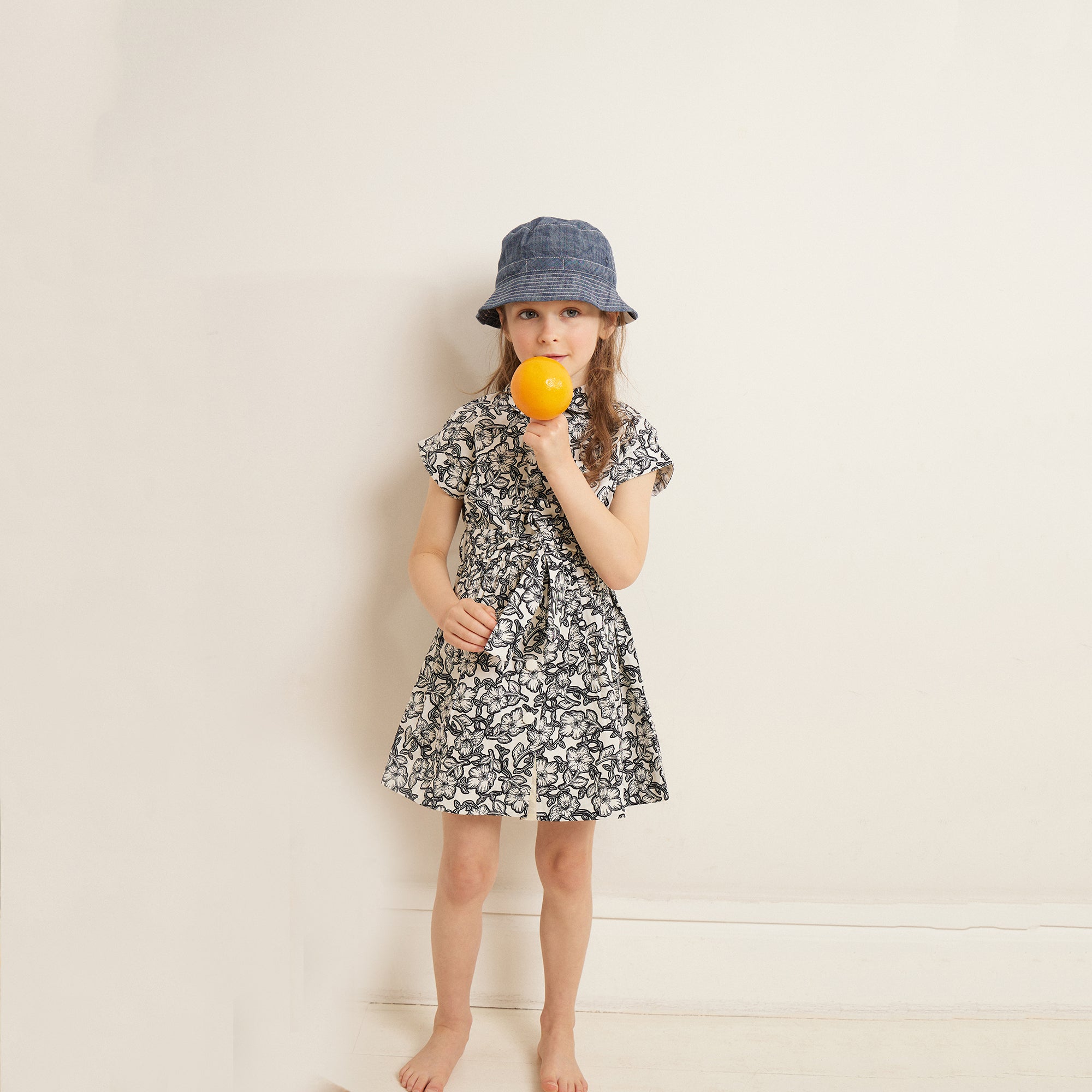 Girls Black Flower Cotton Dress