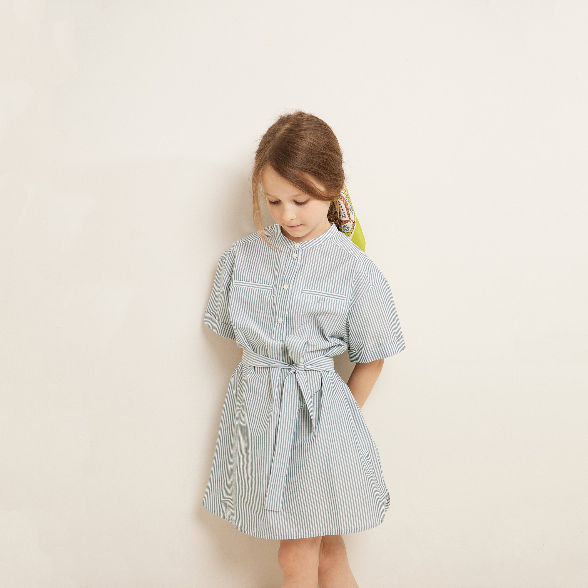 Girls Blue Stripes Cotton Dress