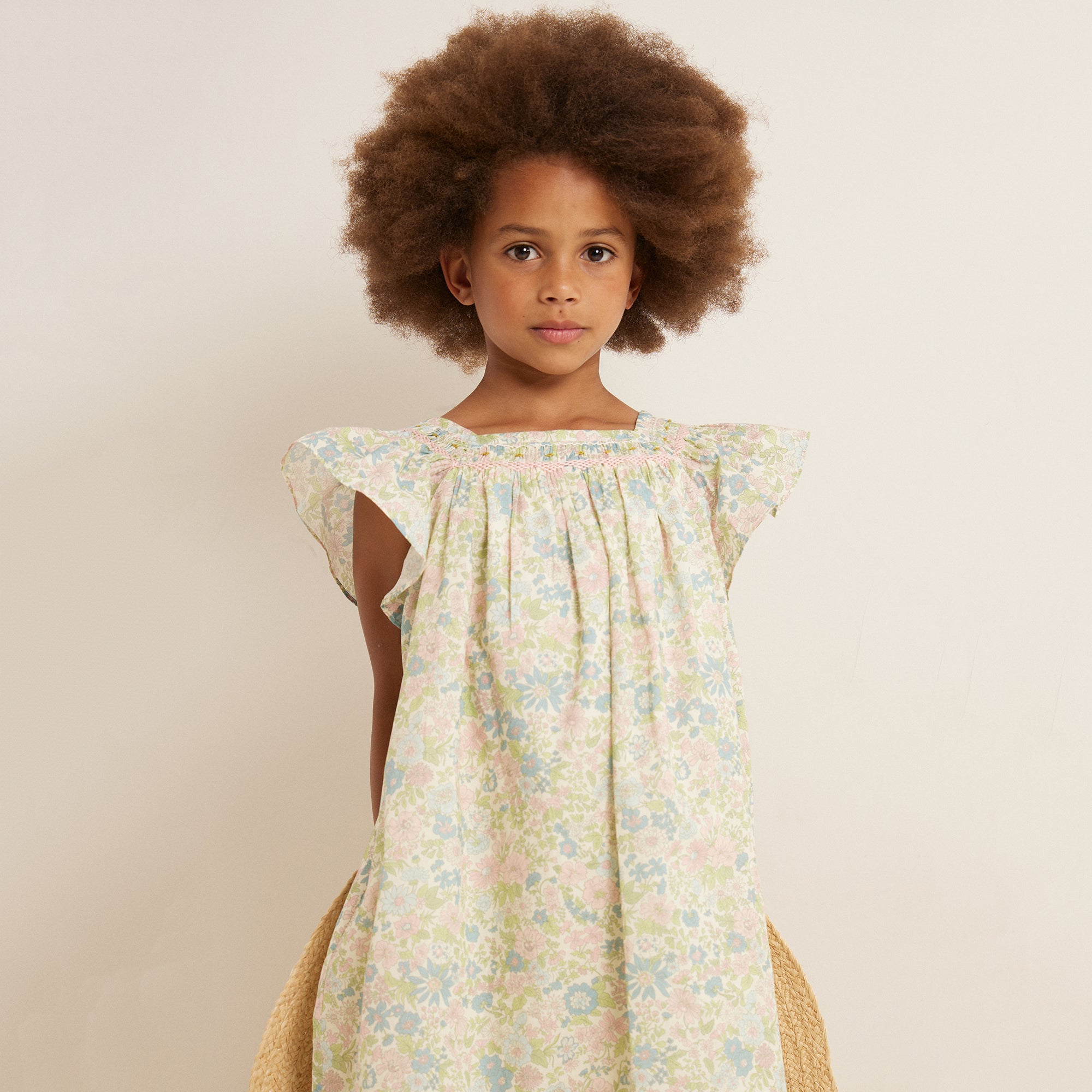 Girls Light Pink Flower Cotton Dress