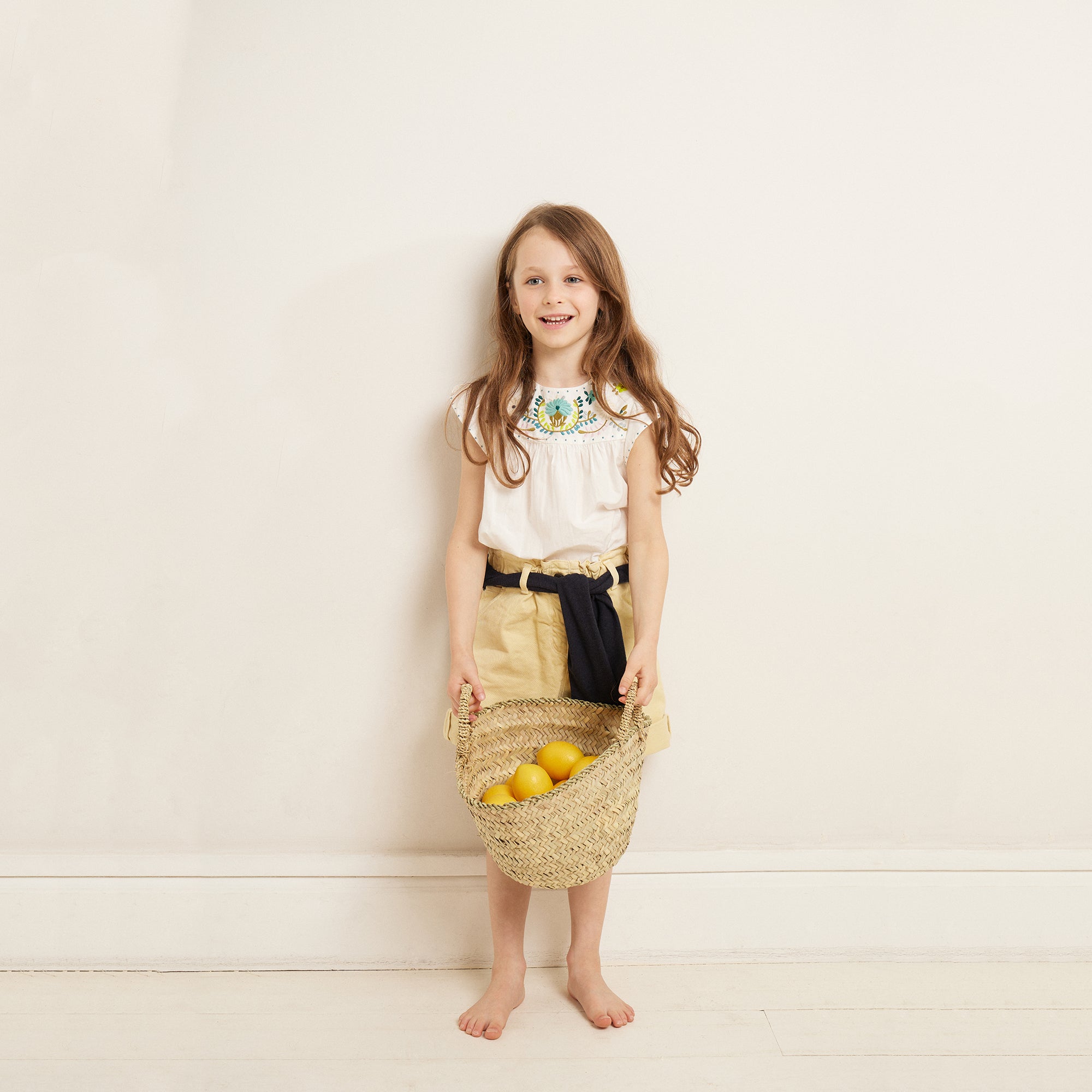 Girls White Embroidered Cotton Top