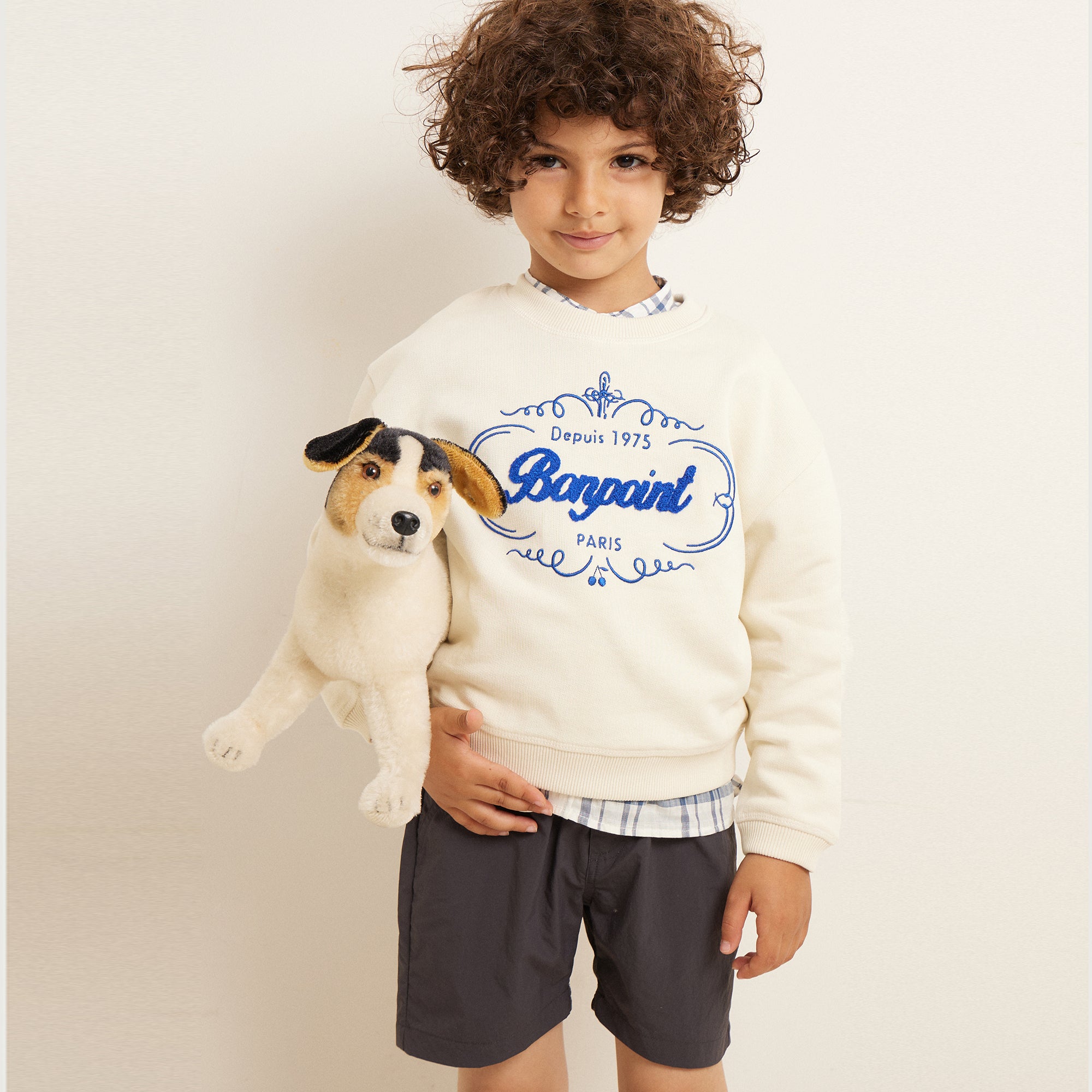 Boys White Logo Cotton Sweatshirt