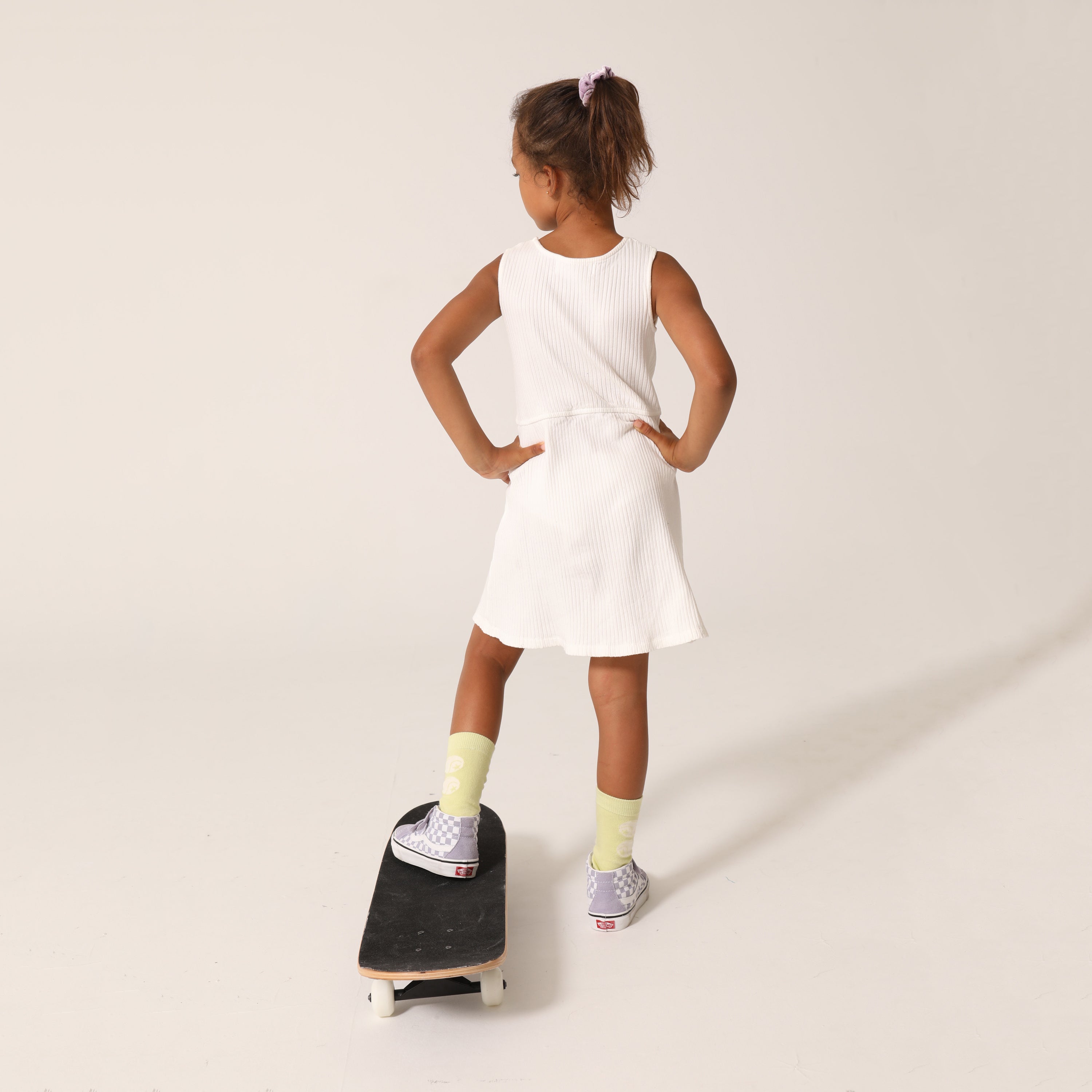 Girls White Logo Cotton Dress