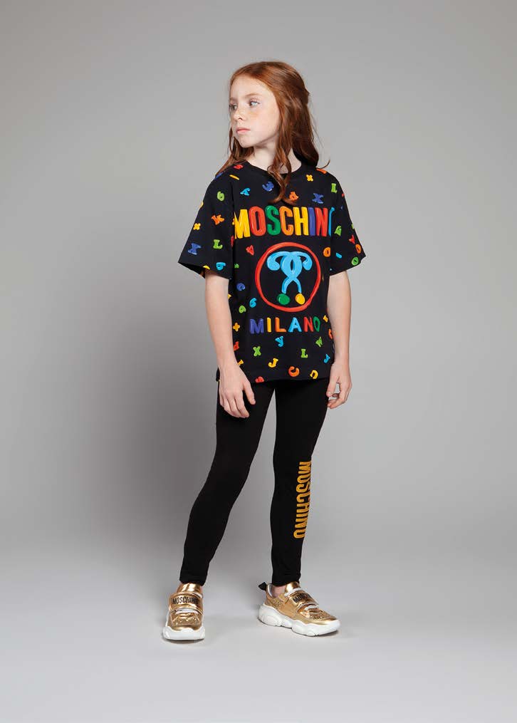 Girls Black Logo Cotton Leggings