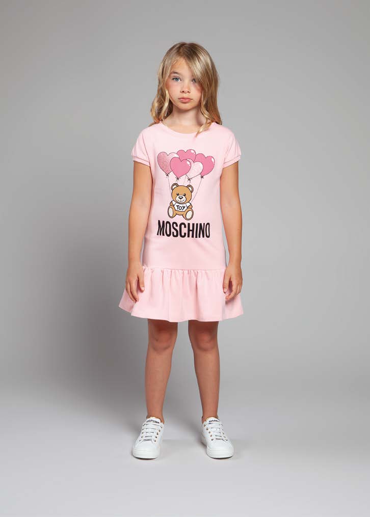 Girls Pink Logo Cotton Dress