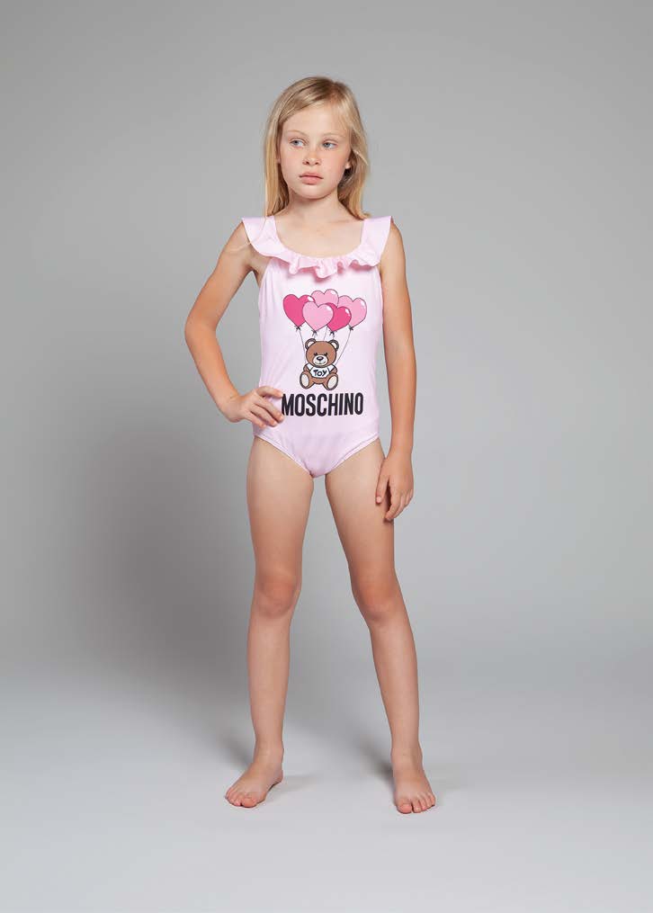 Girls Pink Logo Swimsuit