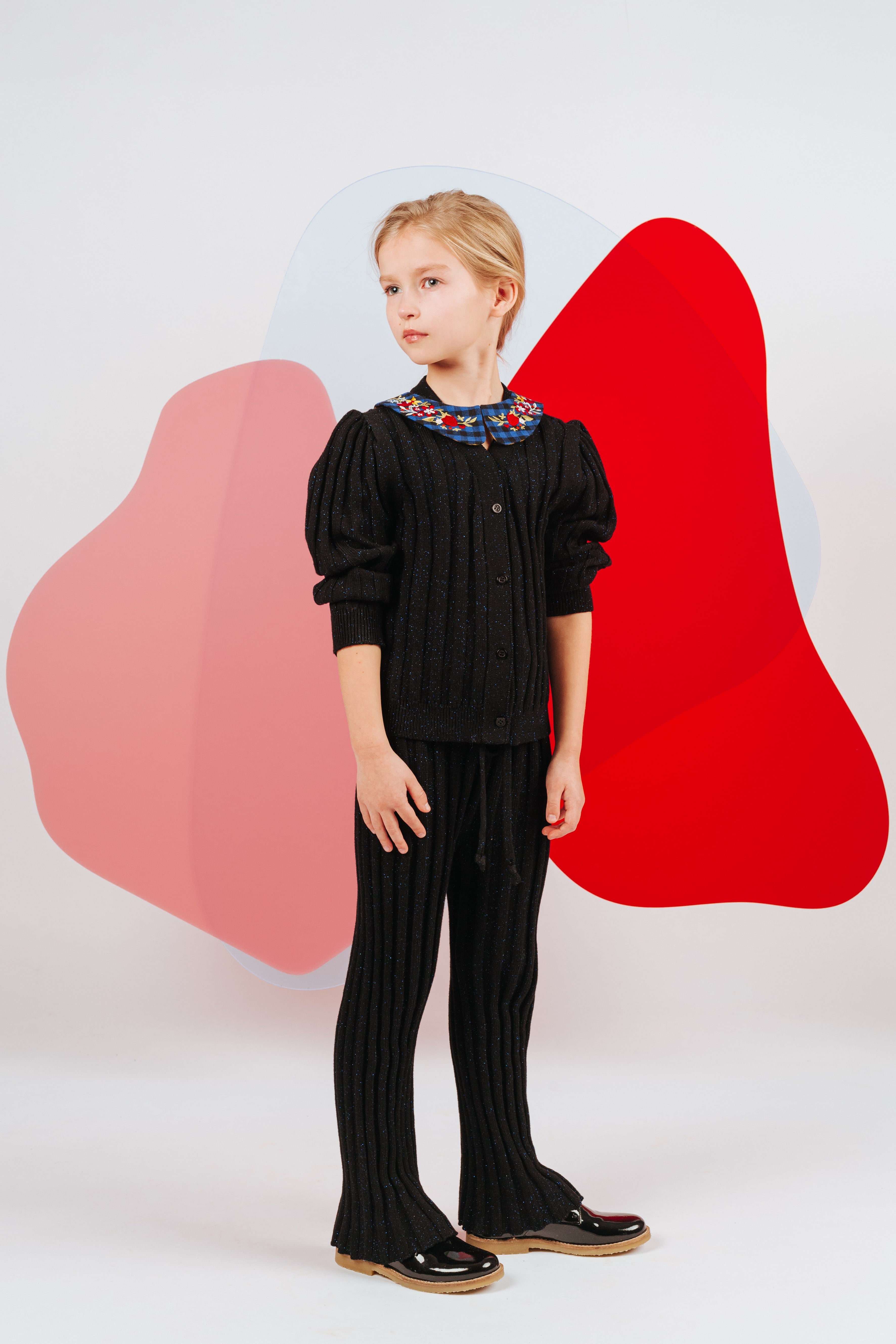 Girls Black Cotton Cardigan