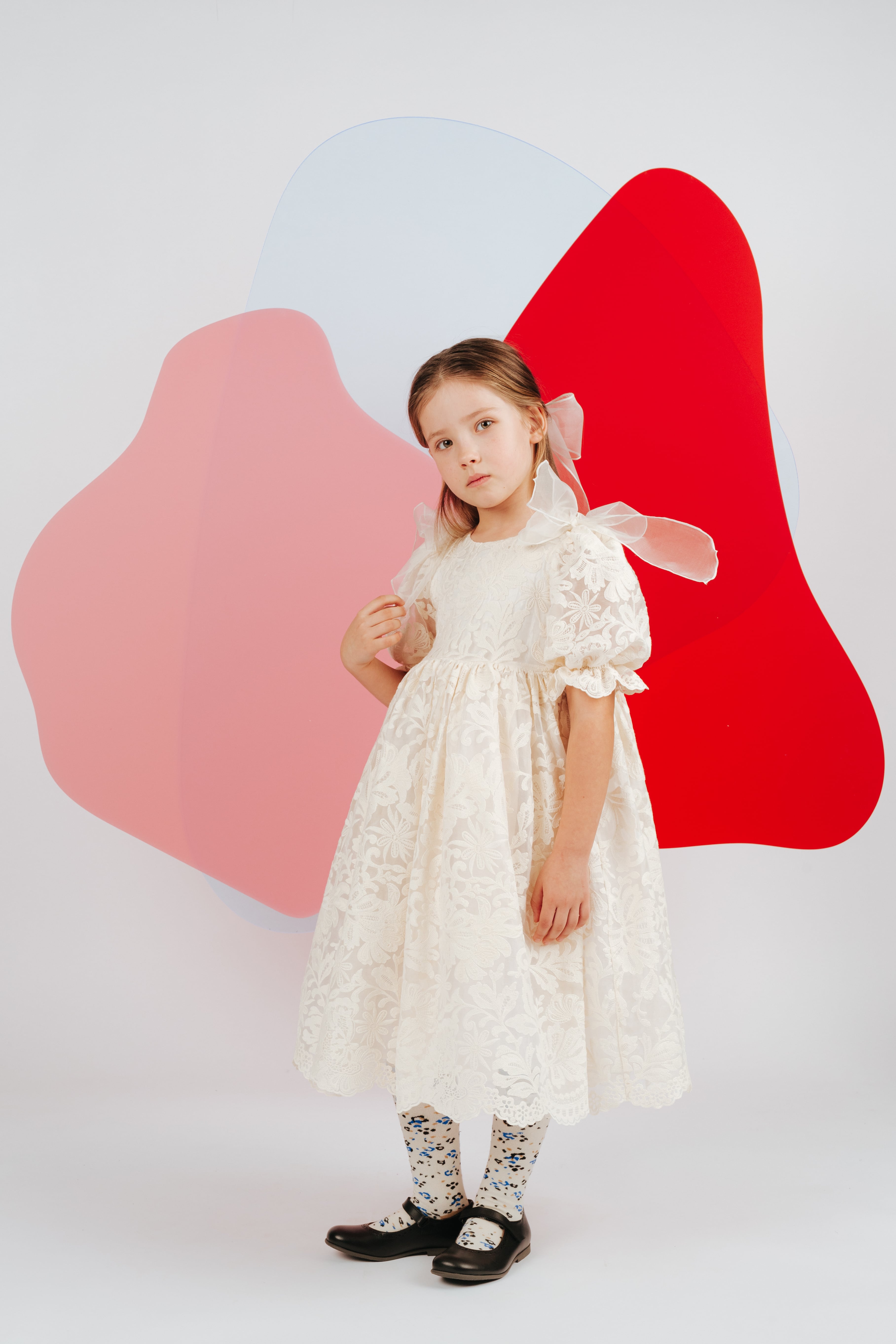Girls White Embroidered Cotton Dress