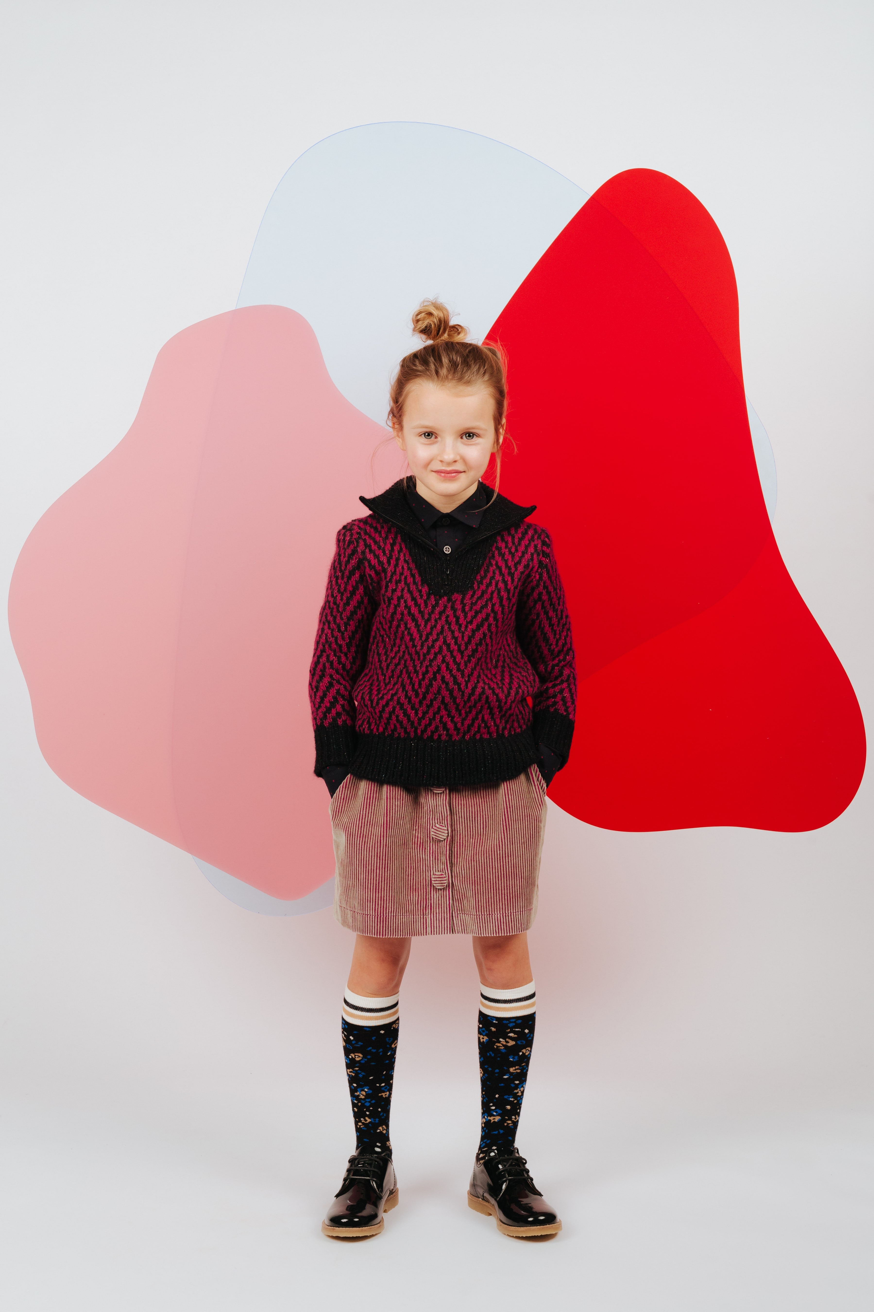 Girls Pink Velvet Skirt