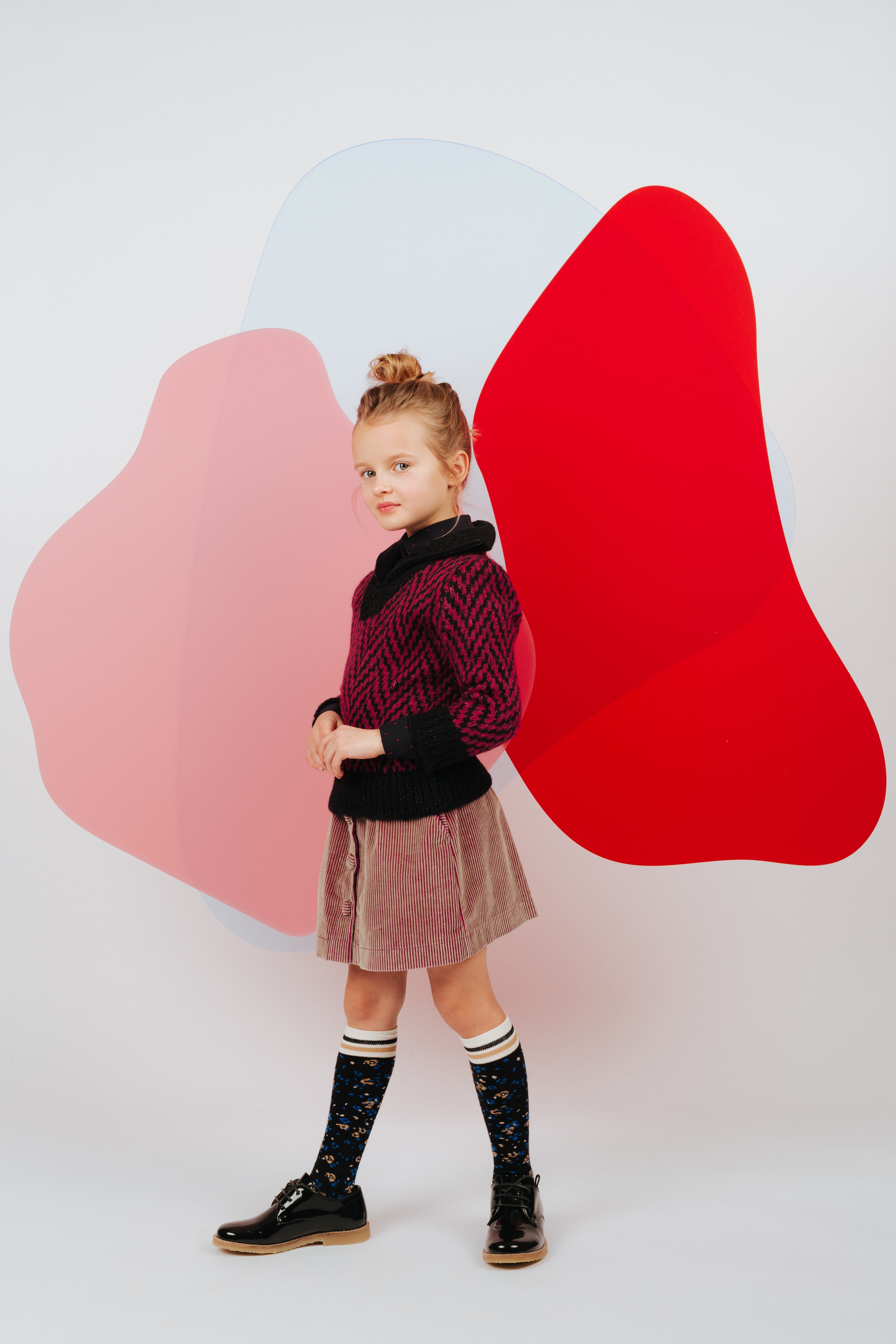 Girls Pink Velvet Skirt