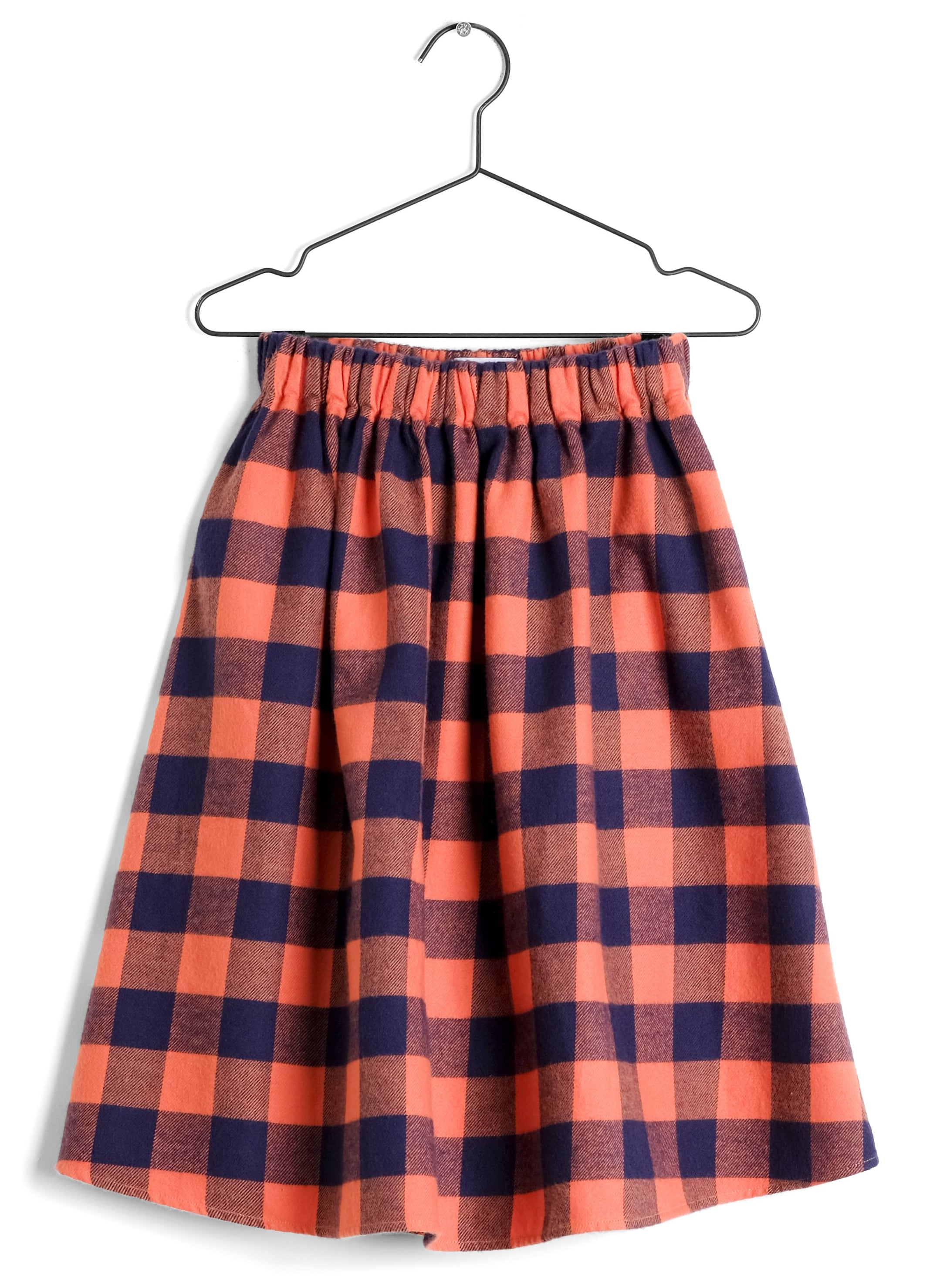 Girls Red Check Mid Length Skirt