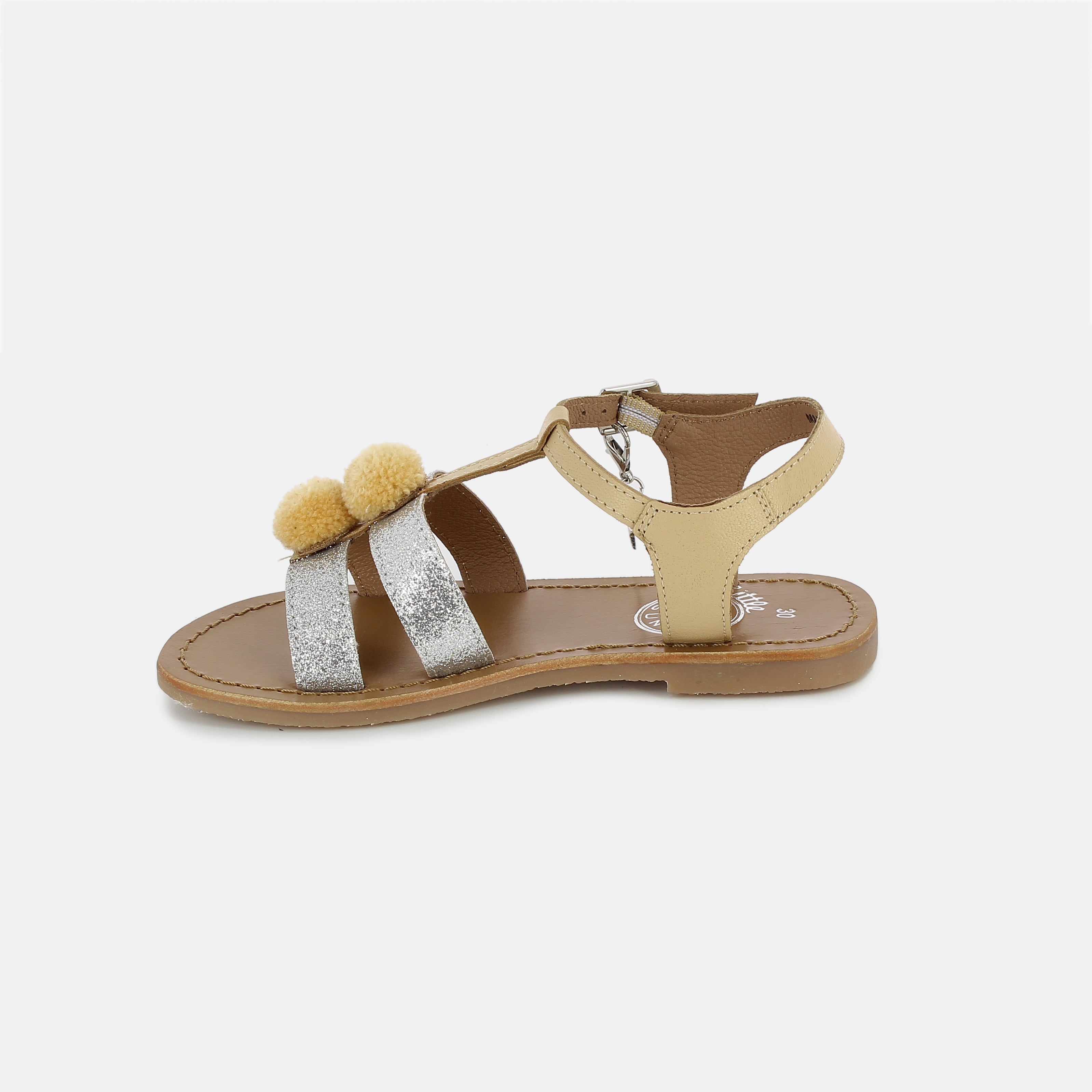 Girls Beige Leather Sandals