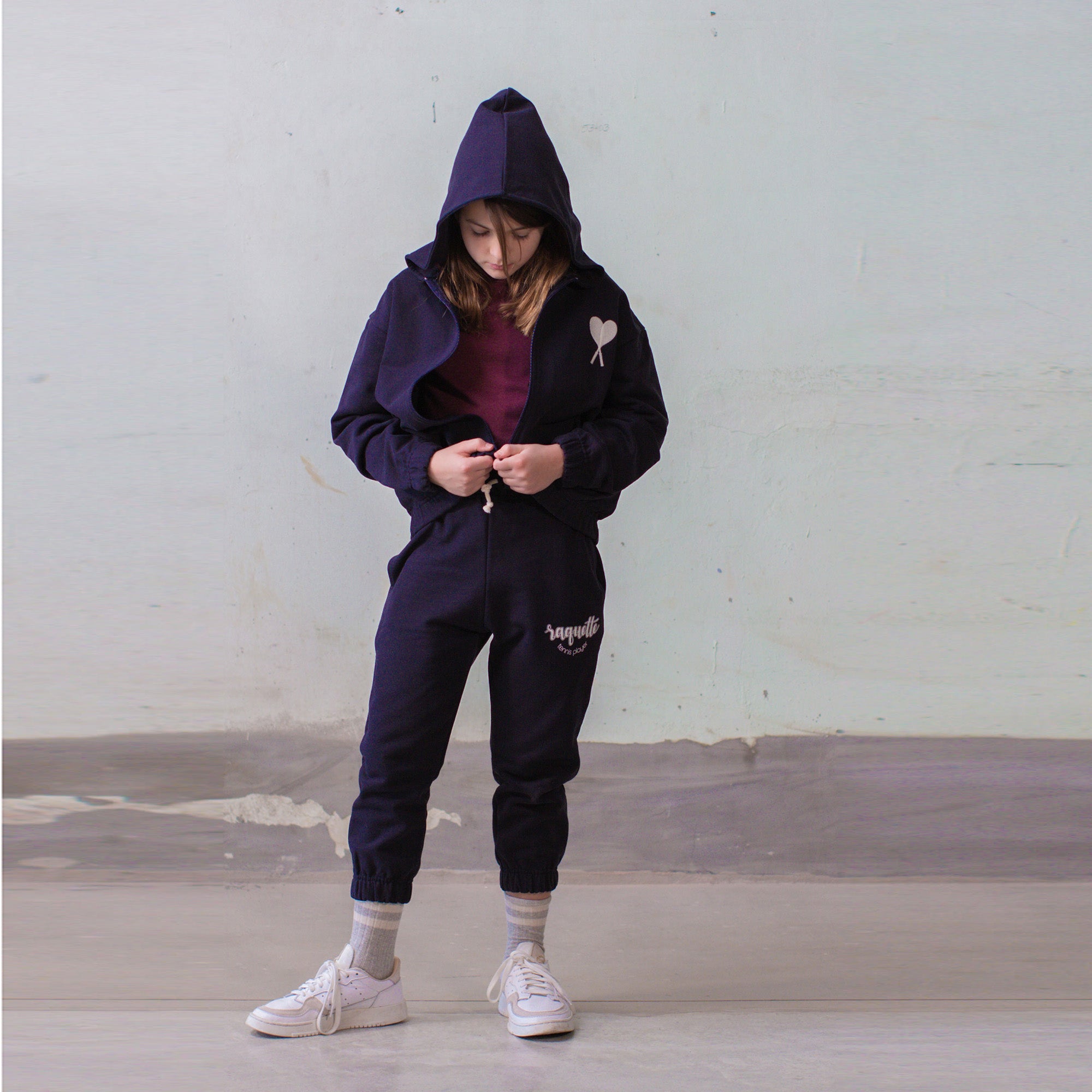 Boys & Girls Navy Logo Cotton Trousers