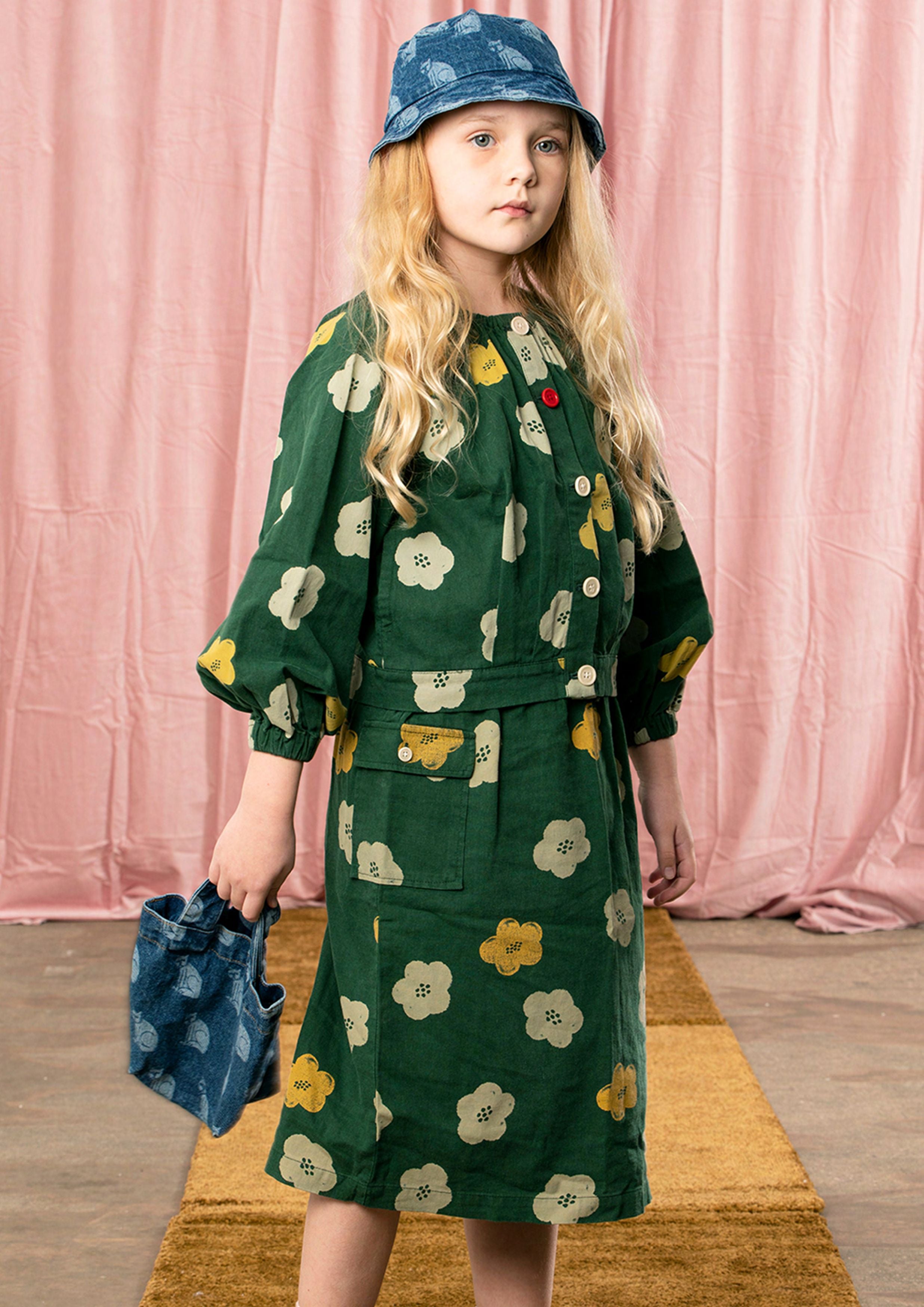 Girls Green Flowers Skirt