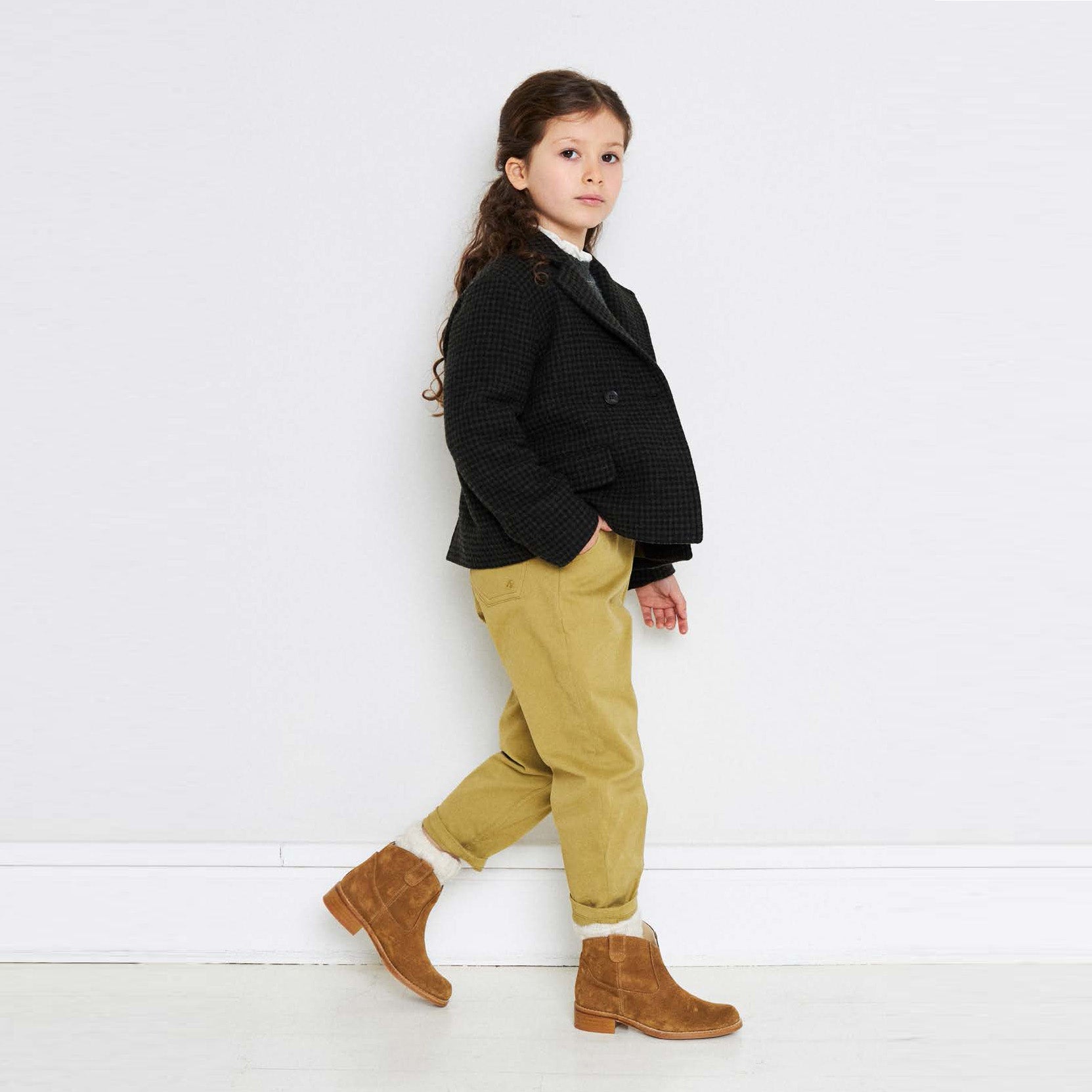 Girls Yellow Cotton Trousers