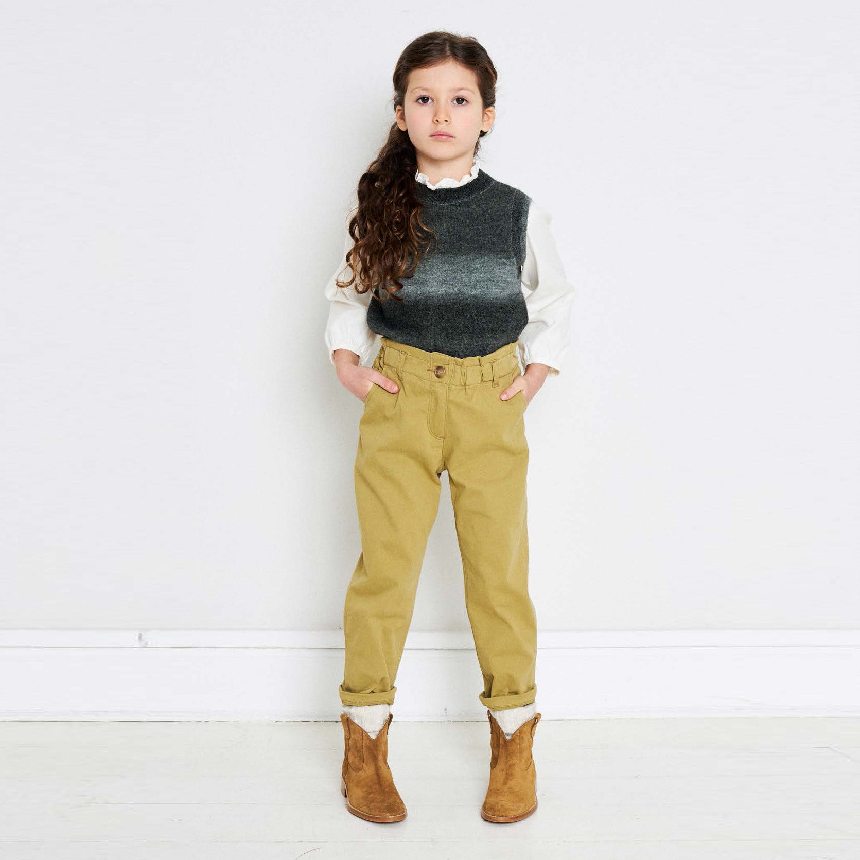 Girls Bronze Green Vest