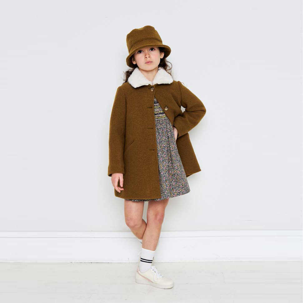 Girls Brown Wool Coat