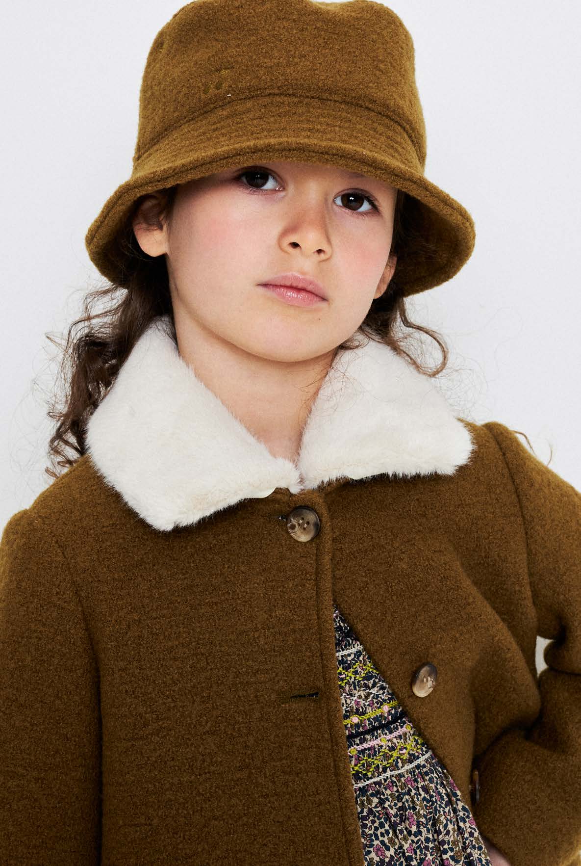 Girls Brown Wool Coat