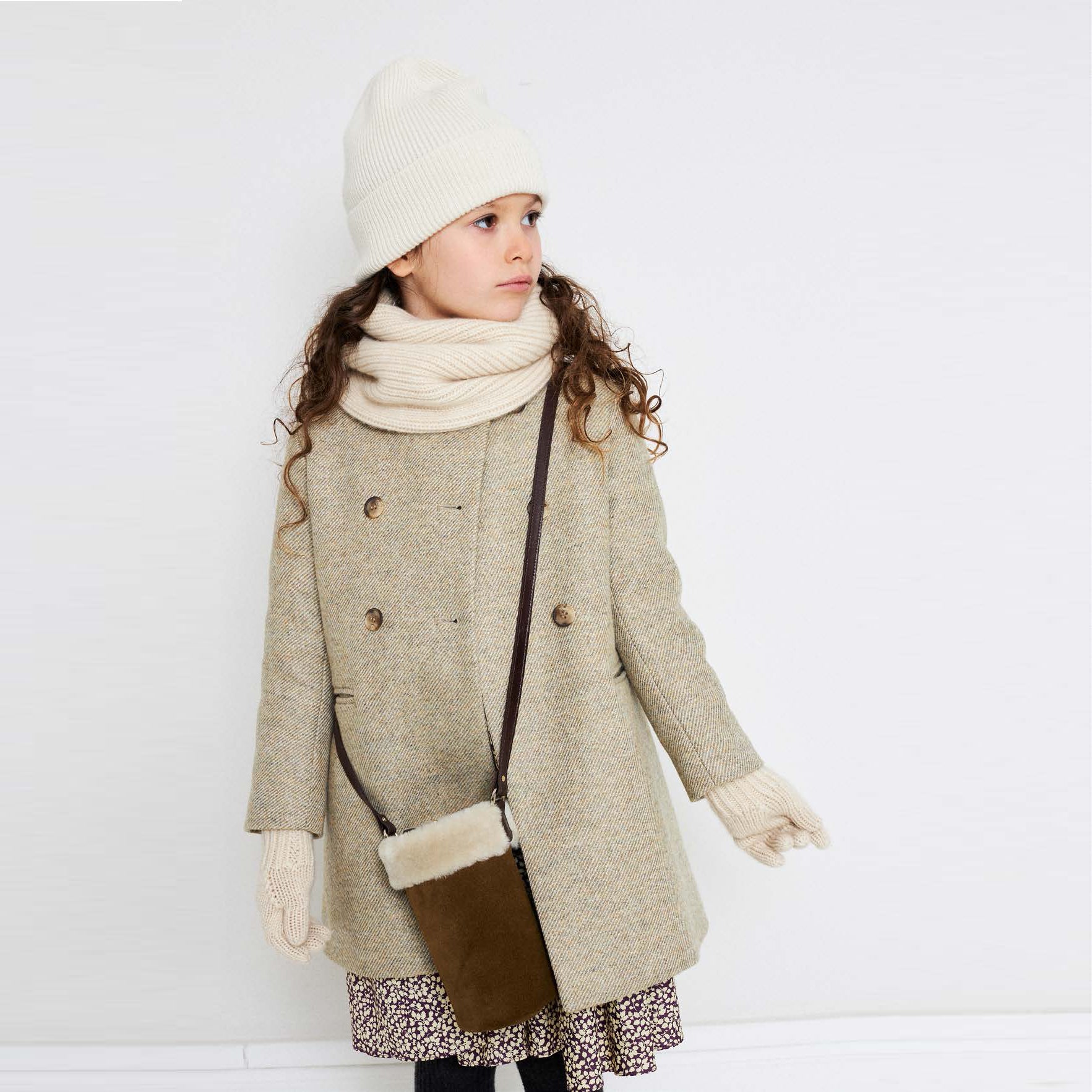 Girls Beige Wool Coat