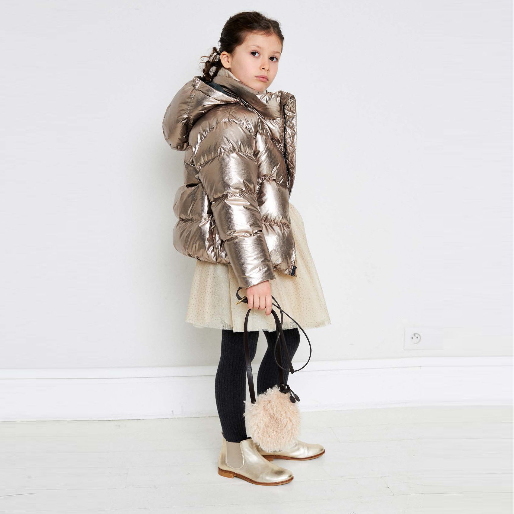 Girls Beige Dots Skirt