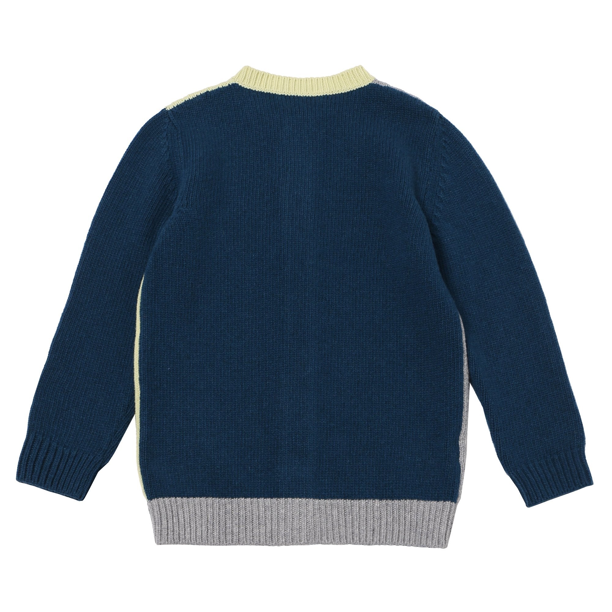 Girls Blue & Beige Wool Cardigan